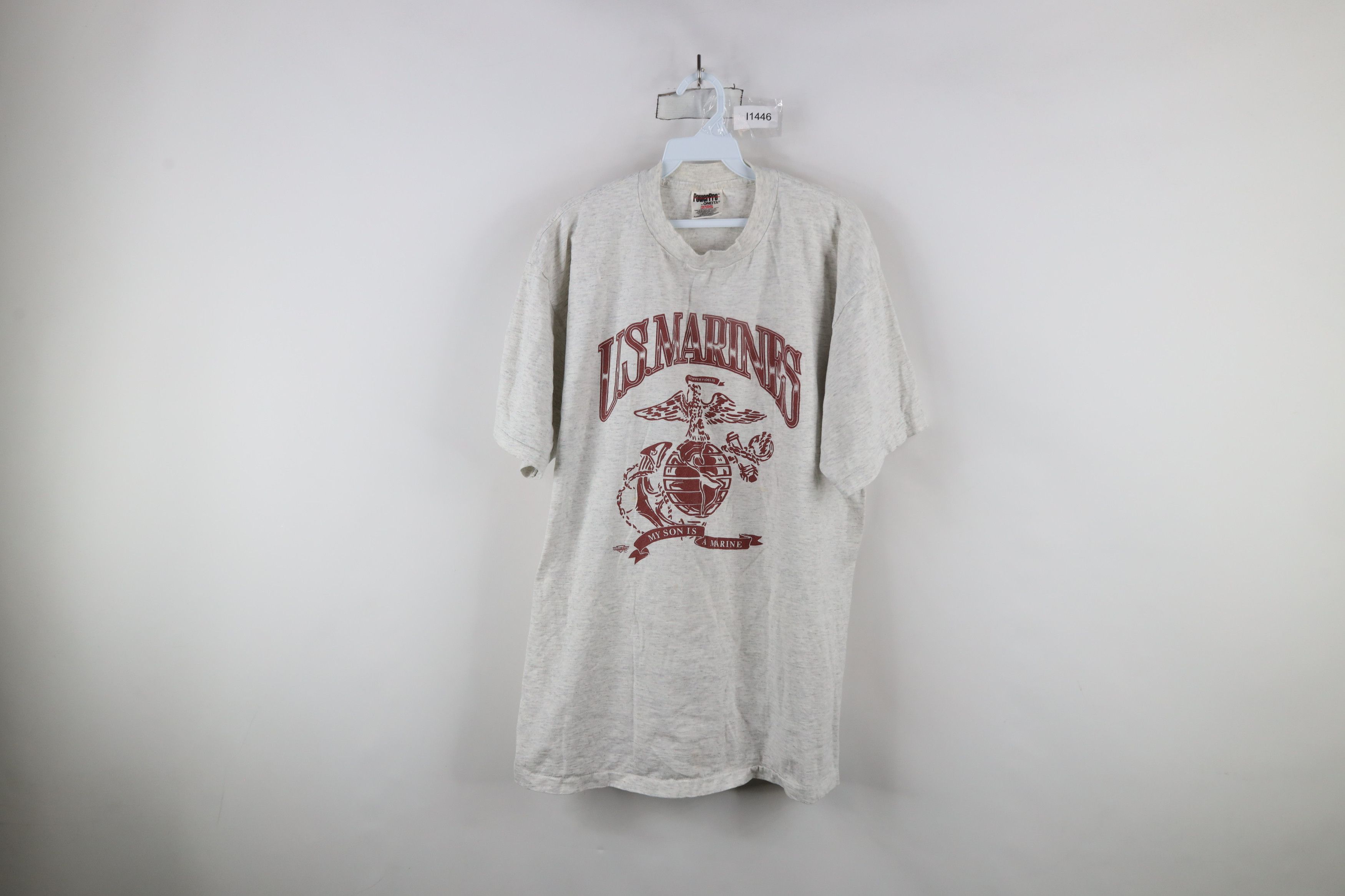 Vintage Vintage 90s Marines My Son Is A Marine T-Shirt Heather Gray Size US XL / EU 56 / 4 - 1 Thumbnail
