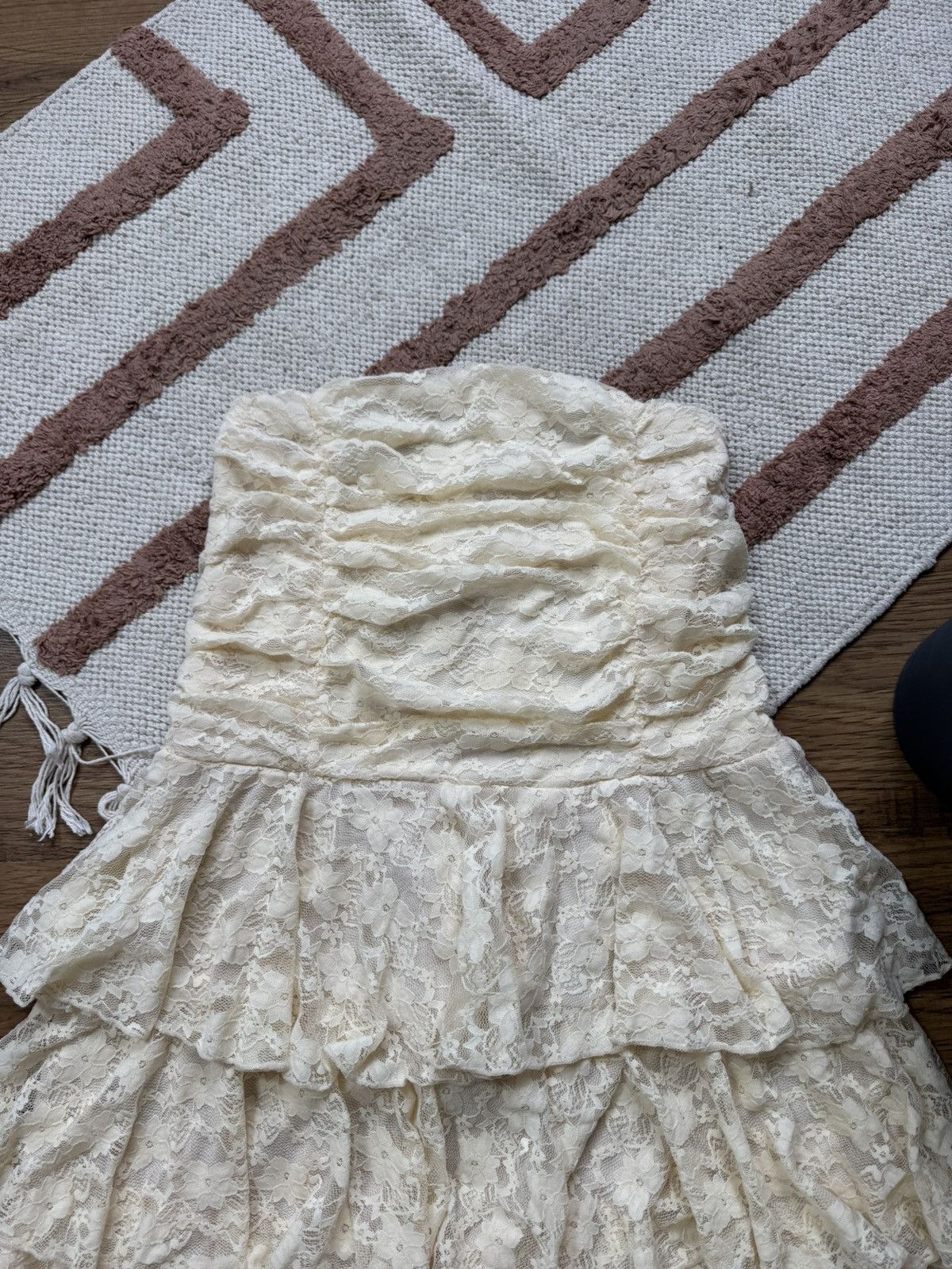Vintage JEAN PAUL GAULTIER STYLE LACE RUCHES MESH GUIPURE DRESS Size S / US 4 / IT 40 - 4 Thumbnail