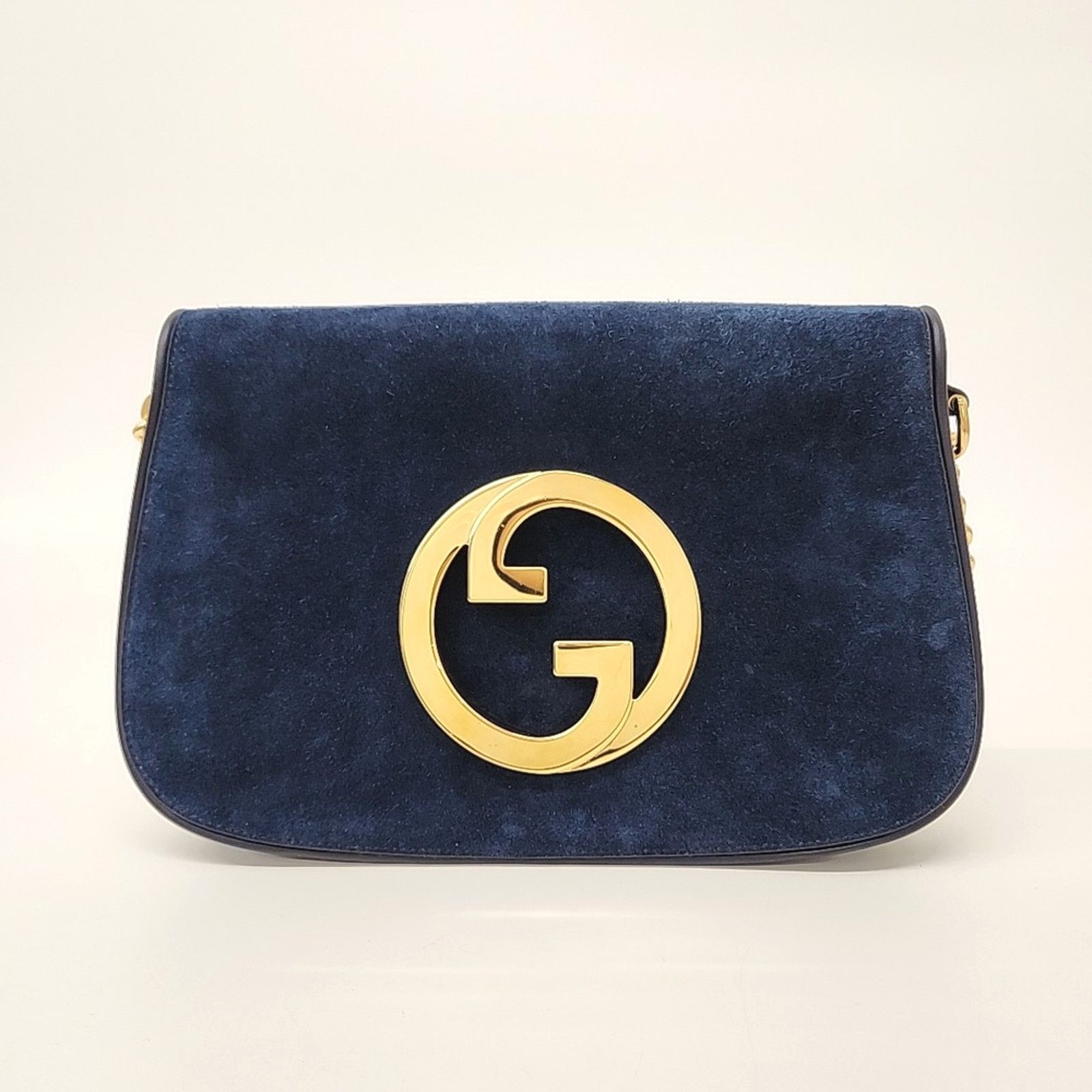 Gucci Suede Blondie Shoulder Bag (699268) (10054921) in Blue, Women's
