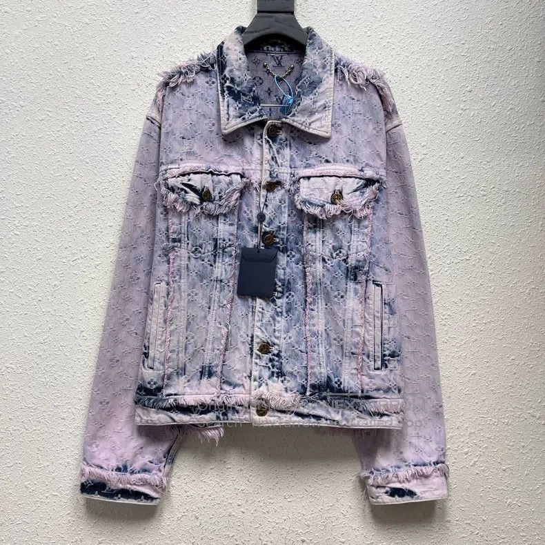 Louis Vuitton Louis Vuitton Denim Jacket with Destroyed Fringe Full Prin Size US L / EU 52-54 / 3 - 1 Thumbnail