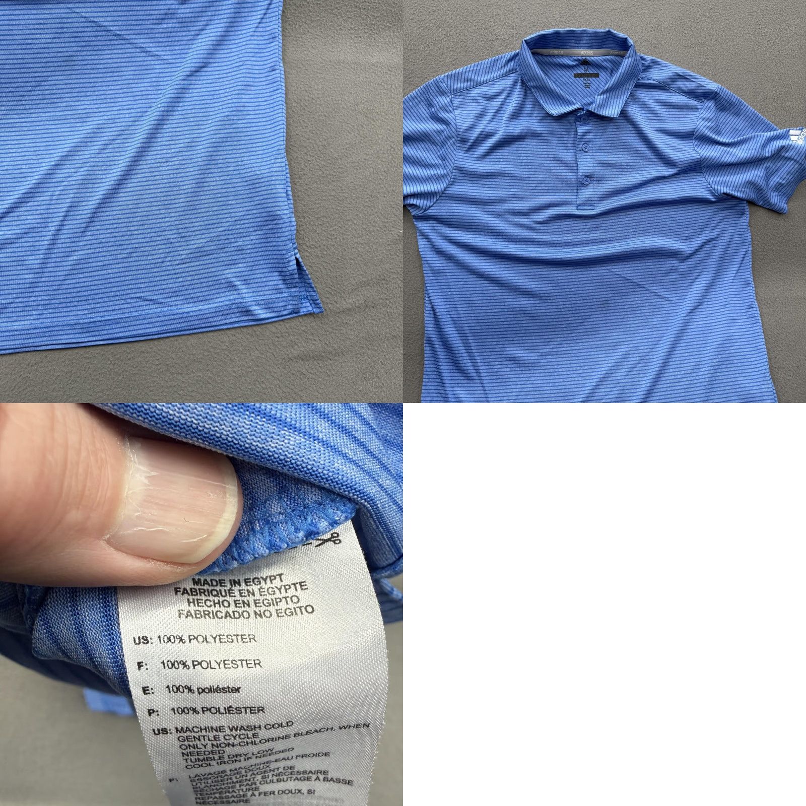 Adidas Adidas Polo Shirt Mens M Blue Striped Lightweight Golf Performance Jersey Short Sleeve Polo Size US M / EU 48-50 / 2 - 8 Thumbnail