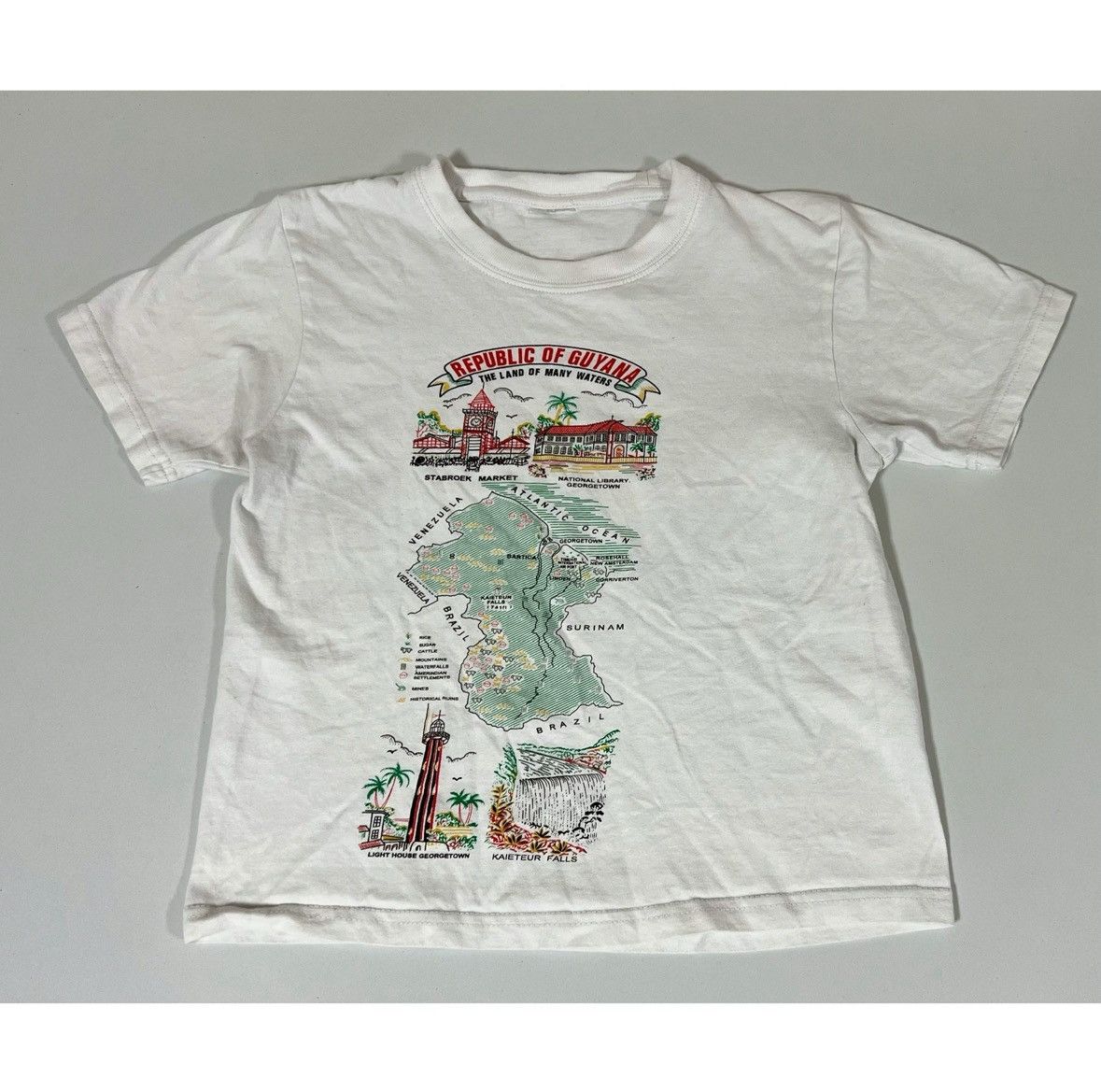 Gildan White ‘Republic of Guyana’ Map T-Shirt Tee Size 12 (Kids) 🇬🇾✨ Size US XS / EU 42 / 0 - 2 Thumbnail