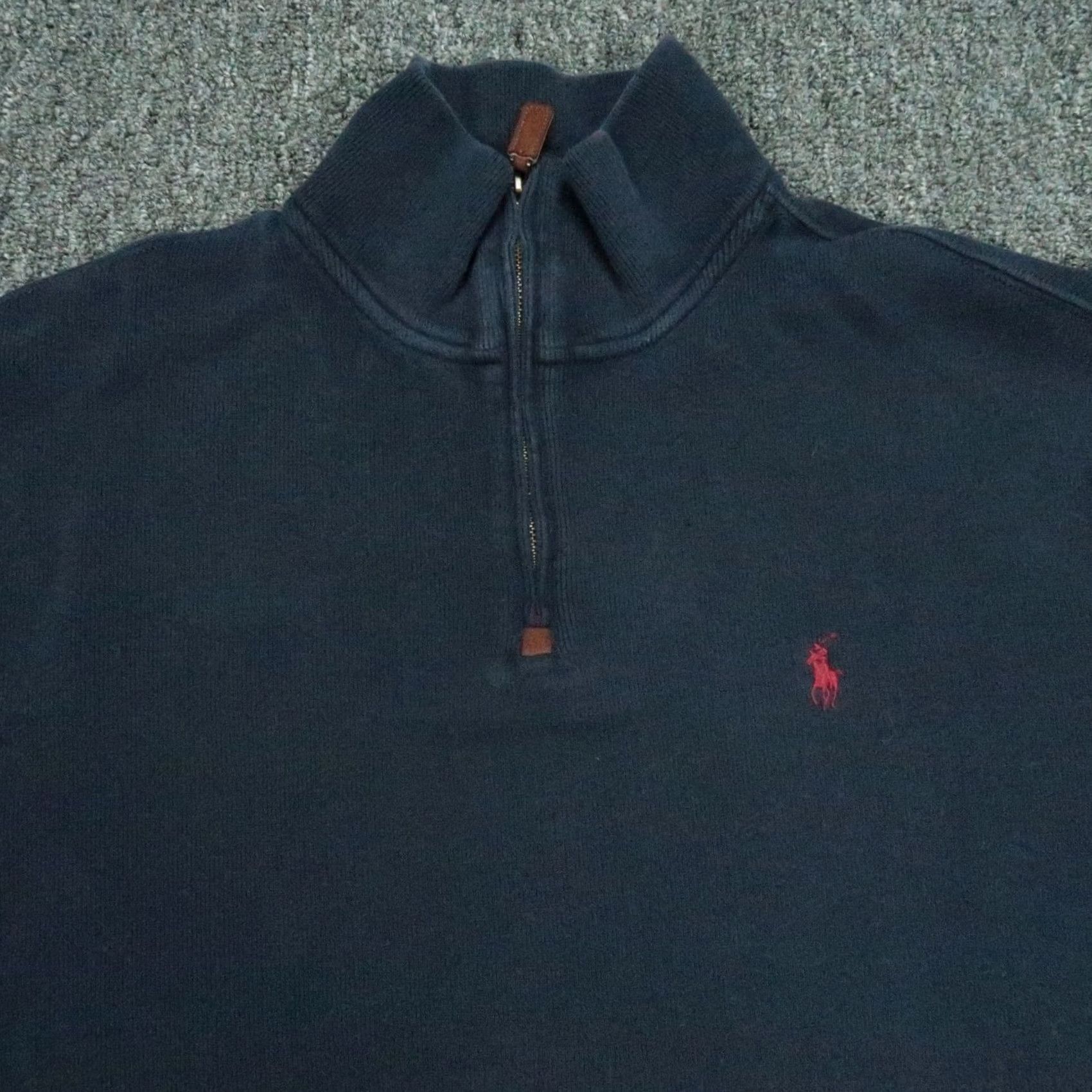 Polo Ralph Lauren Polo Ralph Lauren Pullover Shirt Mens Large Blue 1/4 Zip Mock Neck Knit Cotton Regular Size US L / EU 52-54 / 3 - 2 Thumbnail