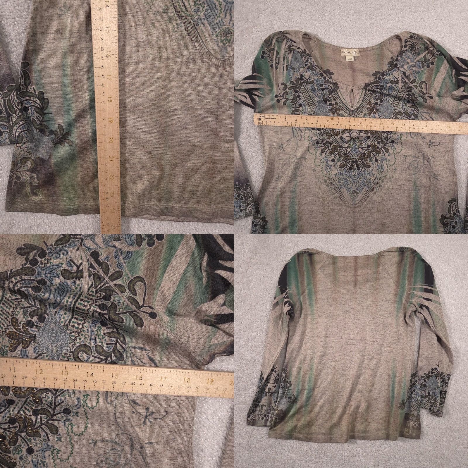 Olive Live And Let Live Blouse Womens S Multicolor Floral V Neck Studded Top Size S / US 4 / IT 40 - 8 Thumbnail