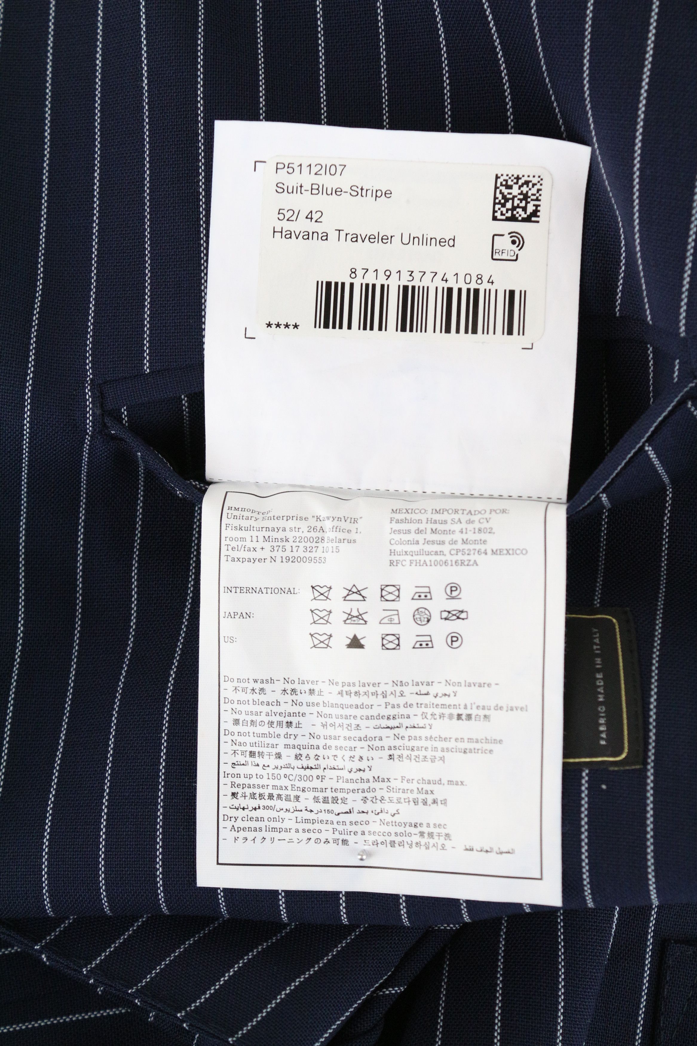 Suitsupply HAVANA TRAVELLER UK42R Blue Wool Slim Striped Blazer 61498 Size 42R - 7 Thumbnail