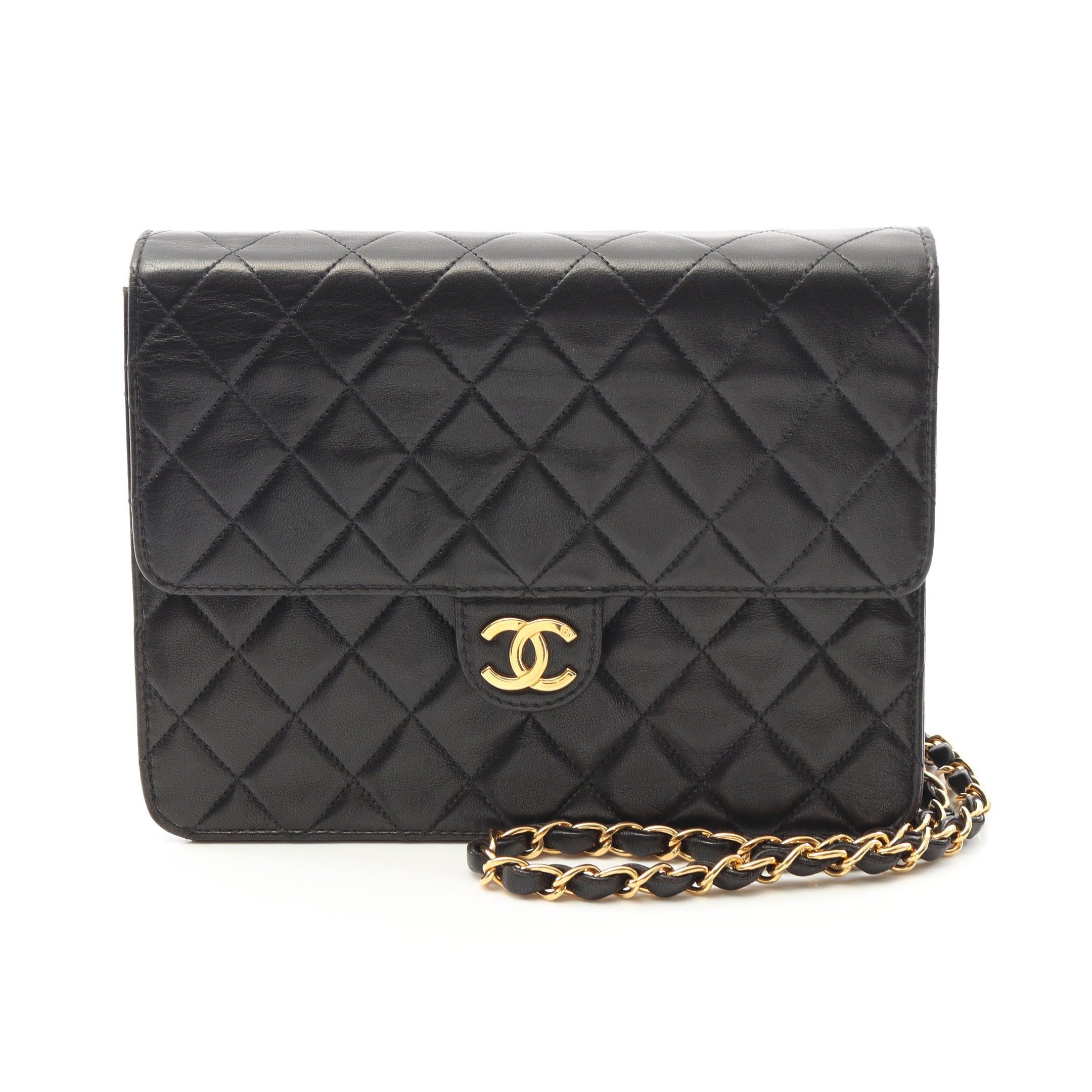 Chanel Chanel Matelasse Single Flap Chain Shoulder Bag Lambskin Black Gold Hardware Push Lock Size ONE SIZE - 1 Thumbnail