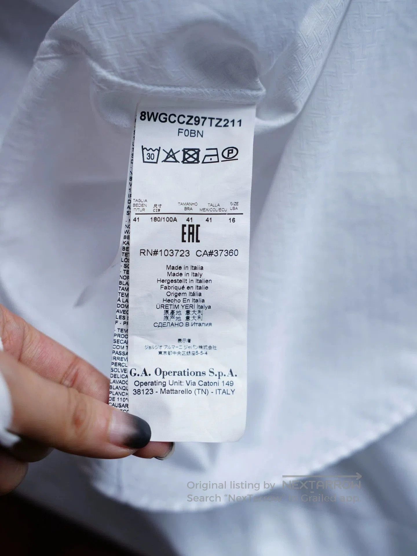 Giorgio Armani White Long Sleeve Button. Size US L / EU 52-54 / 3 - 4 Thumbnail