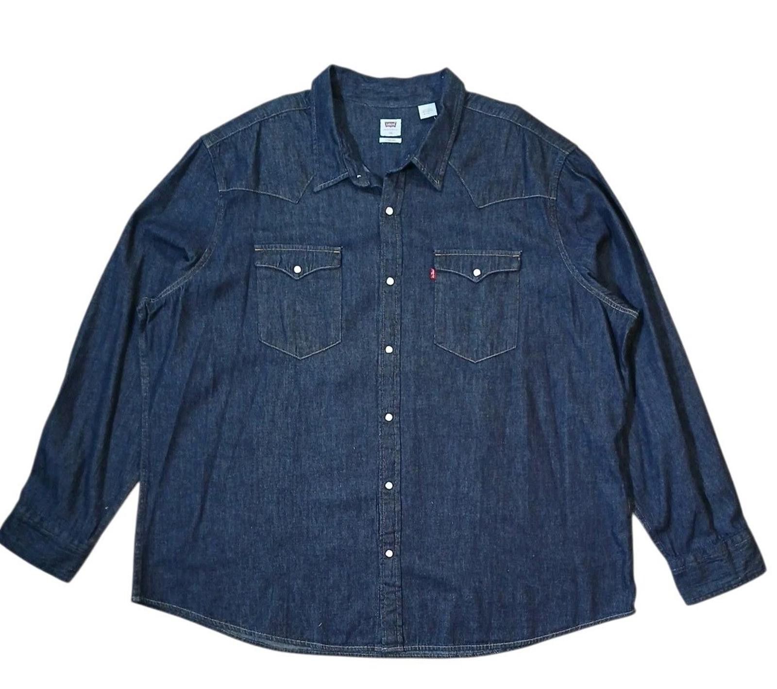 Levi's Levi's Men's Big & Tall 3XL Western Pearl Snap Denim Shirt Size US XXL / EU 58 / 5 - 1 Thumbnail