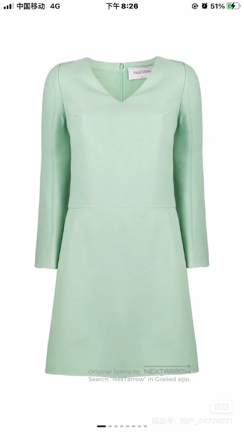 Valentino Valentino Mint green V-neck straight dress Size L / US 10 / IT 46 - 3 Thumbnail