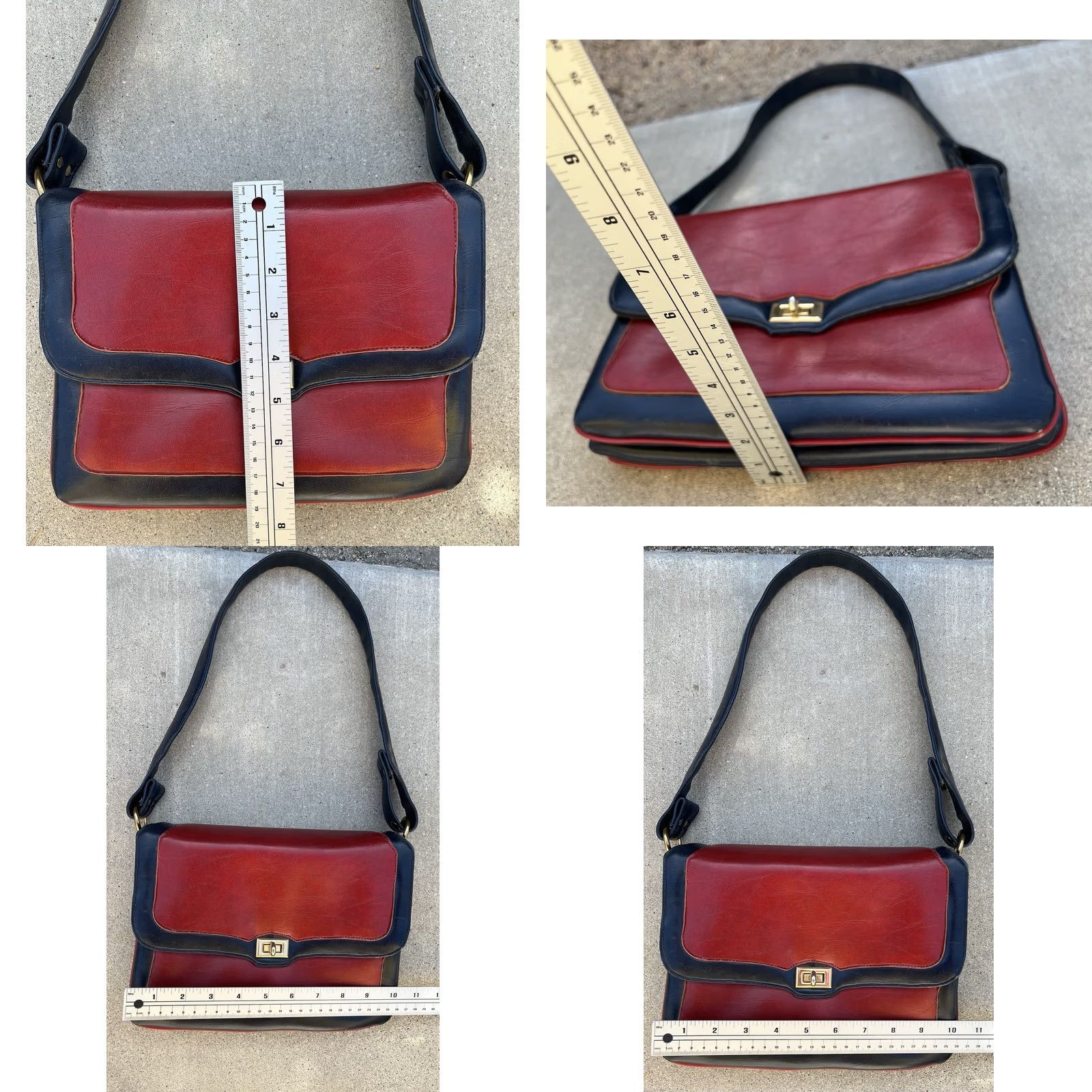 Vintage VINTAGE 60s 70s Mod Shoulder Bag Purse Red Blue Organizer Gold Tone Turn Lock Ila Of California Size ONE SIZE - 11 Thumbnail