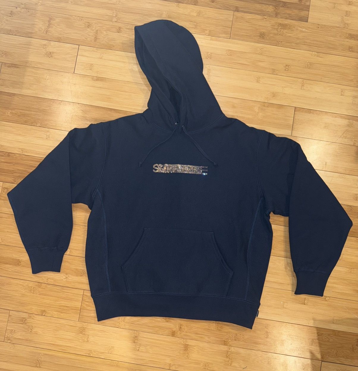 Supreme Supreme Swarovski Motion Logo Hoodie Navy (FW25) - Small Size US S / EU 44-46 / 1 - 3 Thumbnail