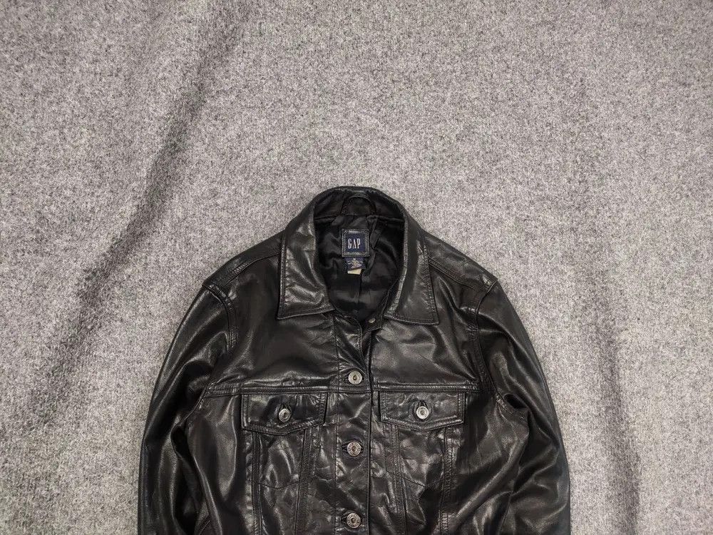 Gap Rare Gap Vintage 1999 Dyed Leather Trucker Rockstar Jacket Size M / US 6-8 / IT 42-44 - 1 Thumbnail