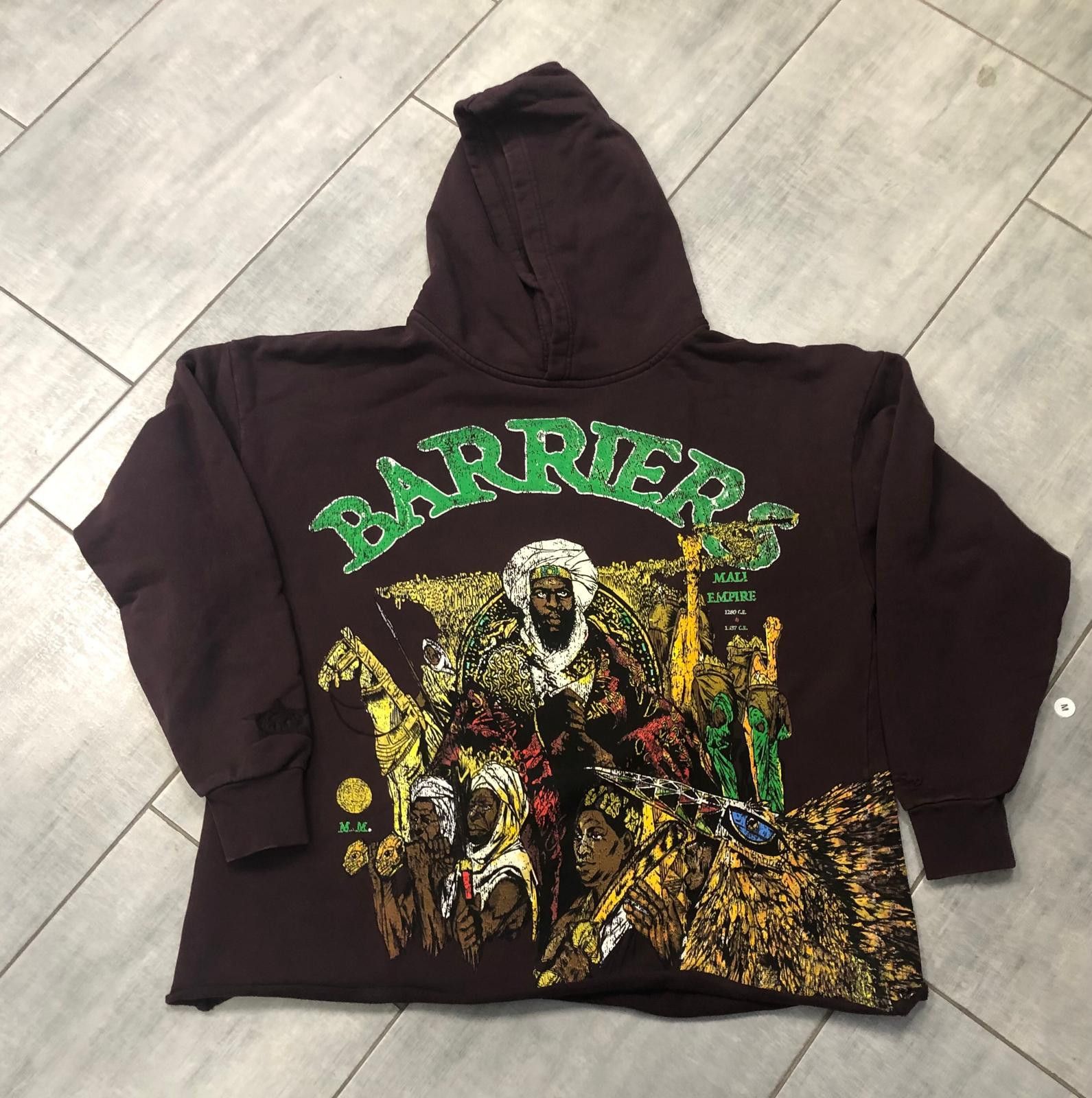 image of Barriers Mansa Musa Hoodie Size XL in Burgandy, Men's