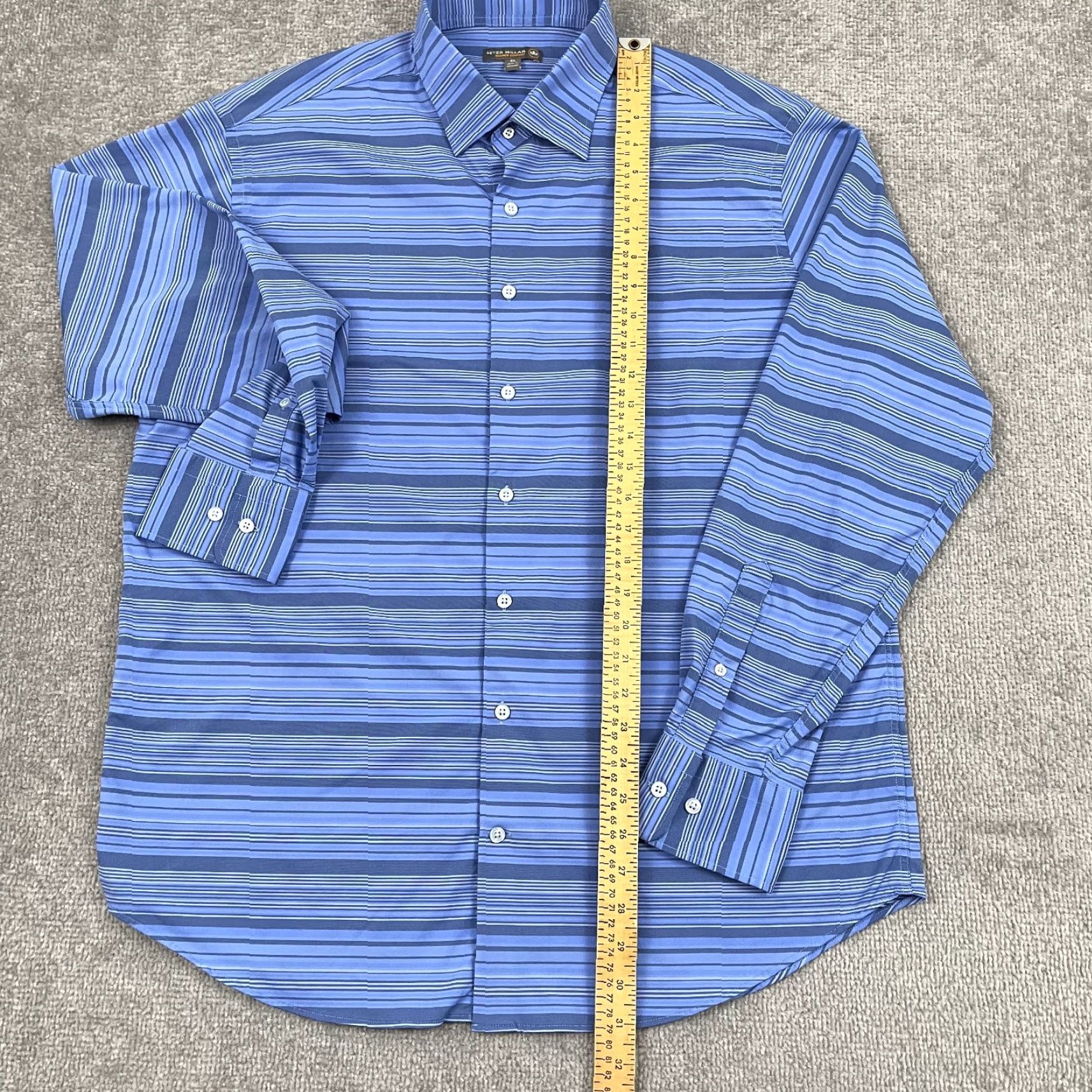 Peter Millar Peter Millar Shirt Mens XL Blue Striped Performance Button Summer Comfort Size US XL / EU 56 / 4 - 4 Thumbnail