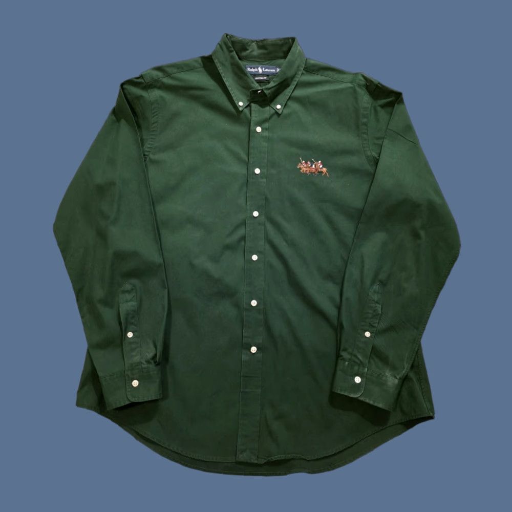 Polo Ralph Lauren Ralph Lauren Polo Ralph Lauren Triple Pony Long Sleeve Button-Up Shirt Forest Green XL Men’s Button-Down Collar Casual Business Size US XL / EU 56 / 4 - 1 Thumbnail