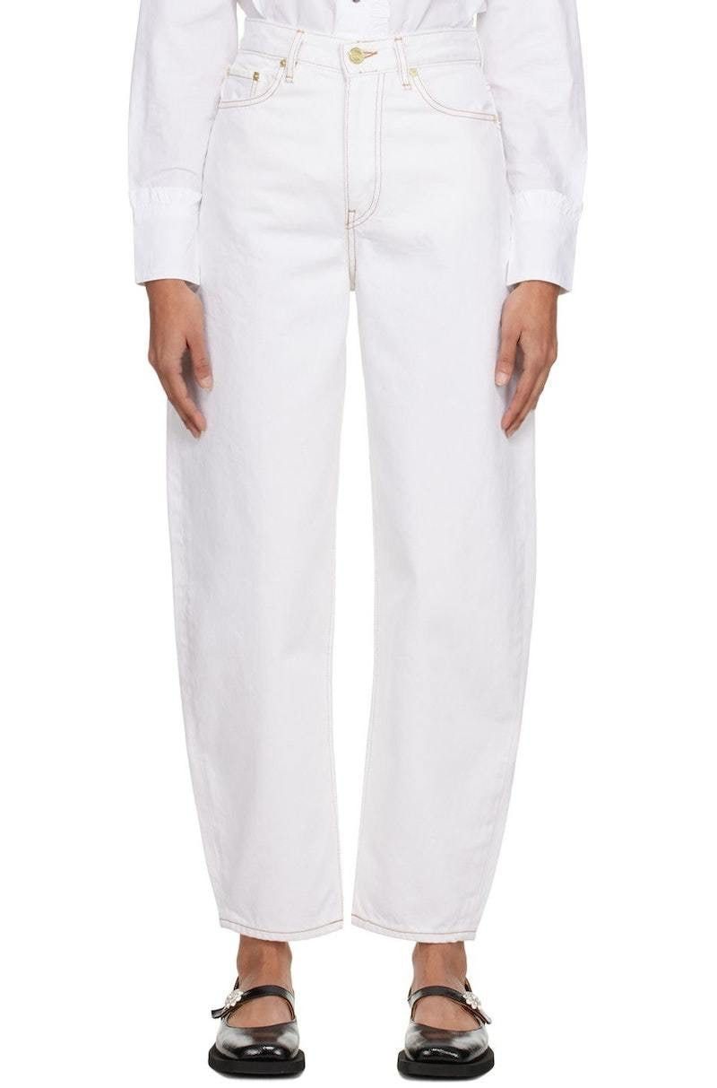 Ganni Ganni Design stary White Denim Barrel leg jeans Size 26" / US 2 / IT 38 - 1 Thumbnail