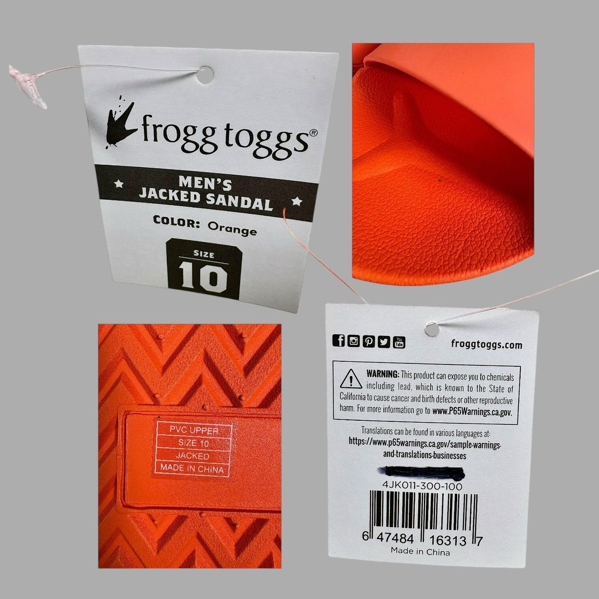 Other Frogg Toggs Men’s Jacked Orange Slides Sz 10 Size US 10 / EU 43 - 6 Thumbnail