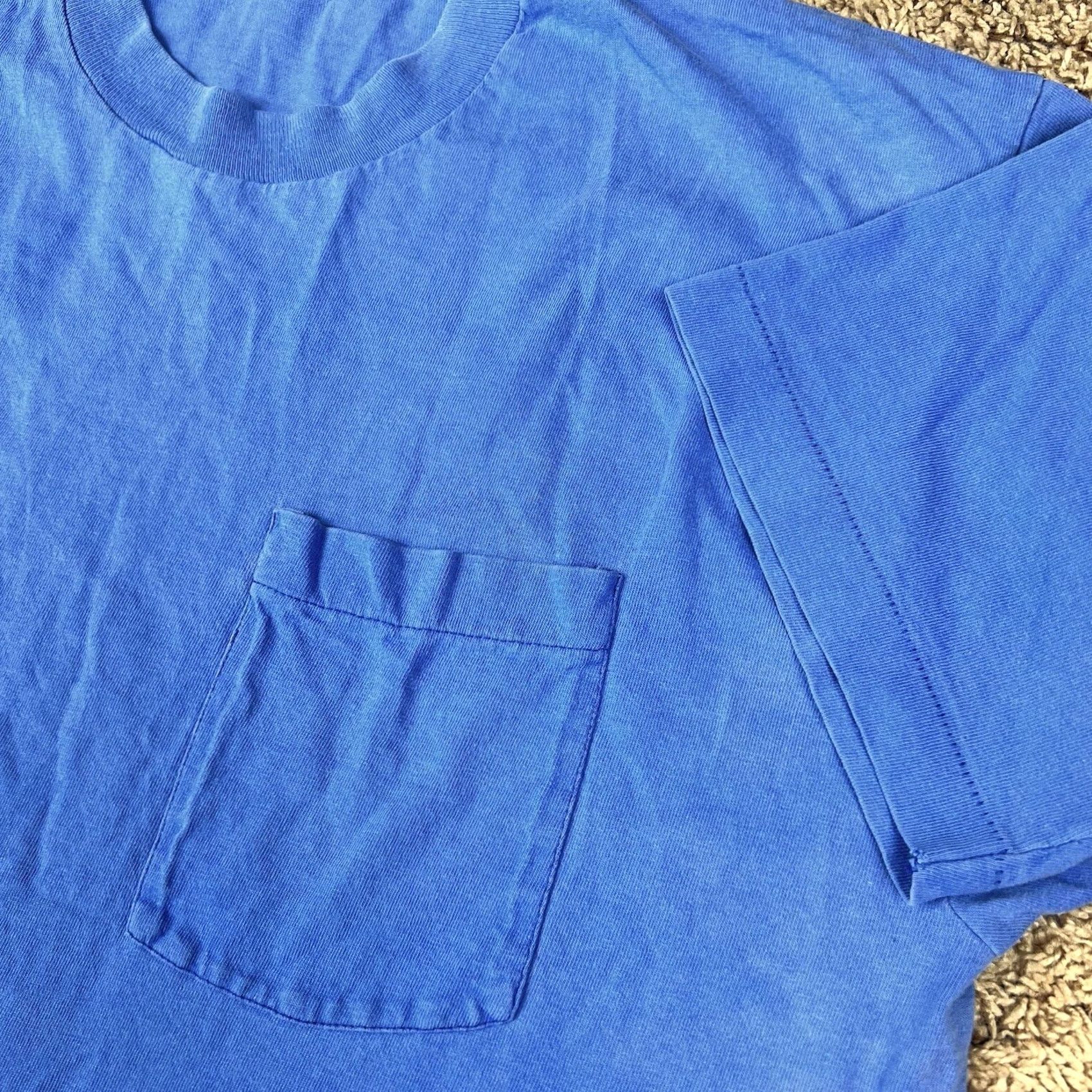 Fruit Of The Loom VINTAGE Fruit of the Loom Grunge Selvedge Pocket Shirt XL Blue Mens Short Sleeve 90s T-Shirt Size US XL / EU 56 / 4 - 4 Thumbnail