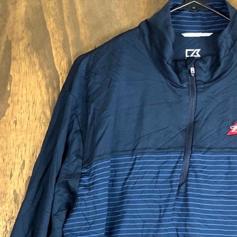 Cutter & Buck Cutter & Buck Jacket Men Navy Blue Budweiser 1/4 Zip DryTec 50+ SPF Stretch XL Size US XL / EU 56 / 4 - 4 Thumbnail