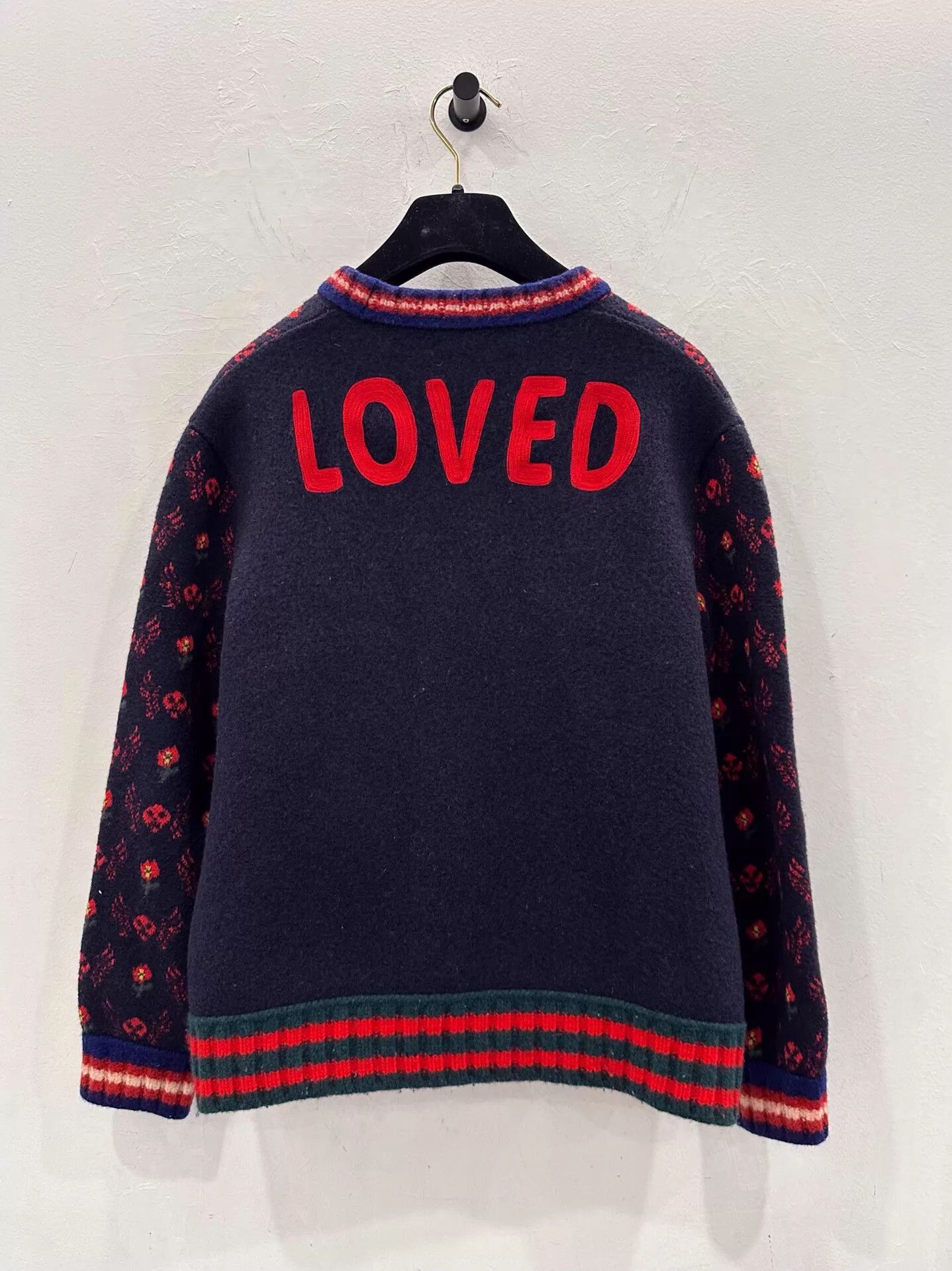 Gucci Gucci red skull logo navy wool cardigan women's S Size S / US 4 / IT 40 - 2 Thumbnail