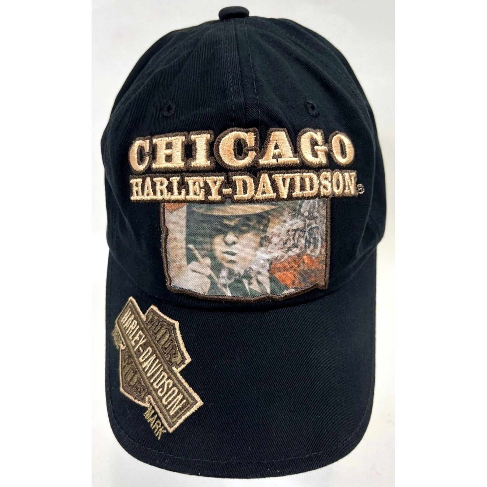 Harley Davidson Harley-Davidson Chicago Adjustable Strapback Cap Hat Embroidered Black Men One Size Cap/Hat USA Biker Motorcycle Vintage Size ONE SIZE - 2 Thumbnail