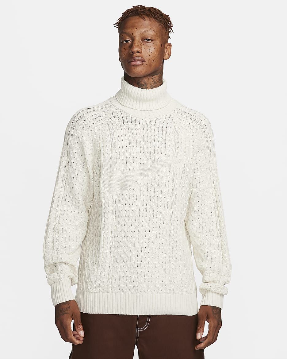 Nike Life Cable Knit Turtleneck Sweater Bone