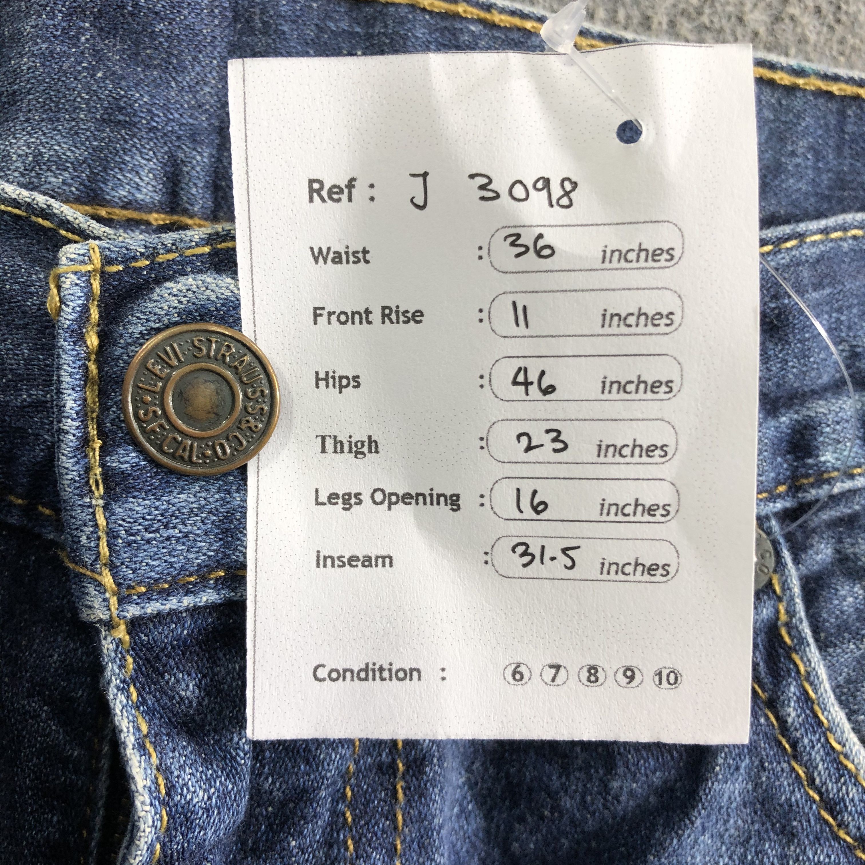 Levi's Vintage Blue Wash Levis 514 Jeans-J3098 Size US 36 / EU 52 - 13 Thumbnail