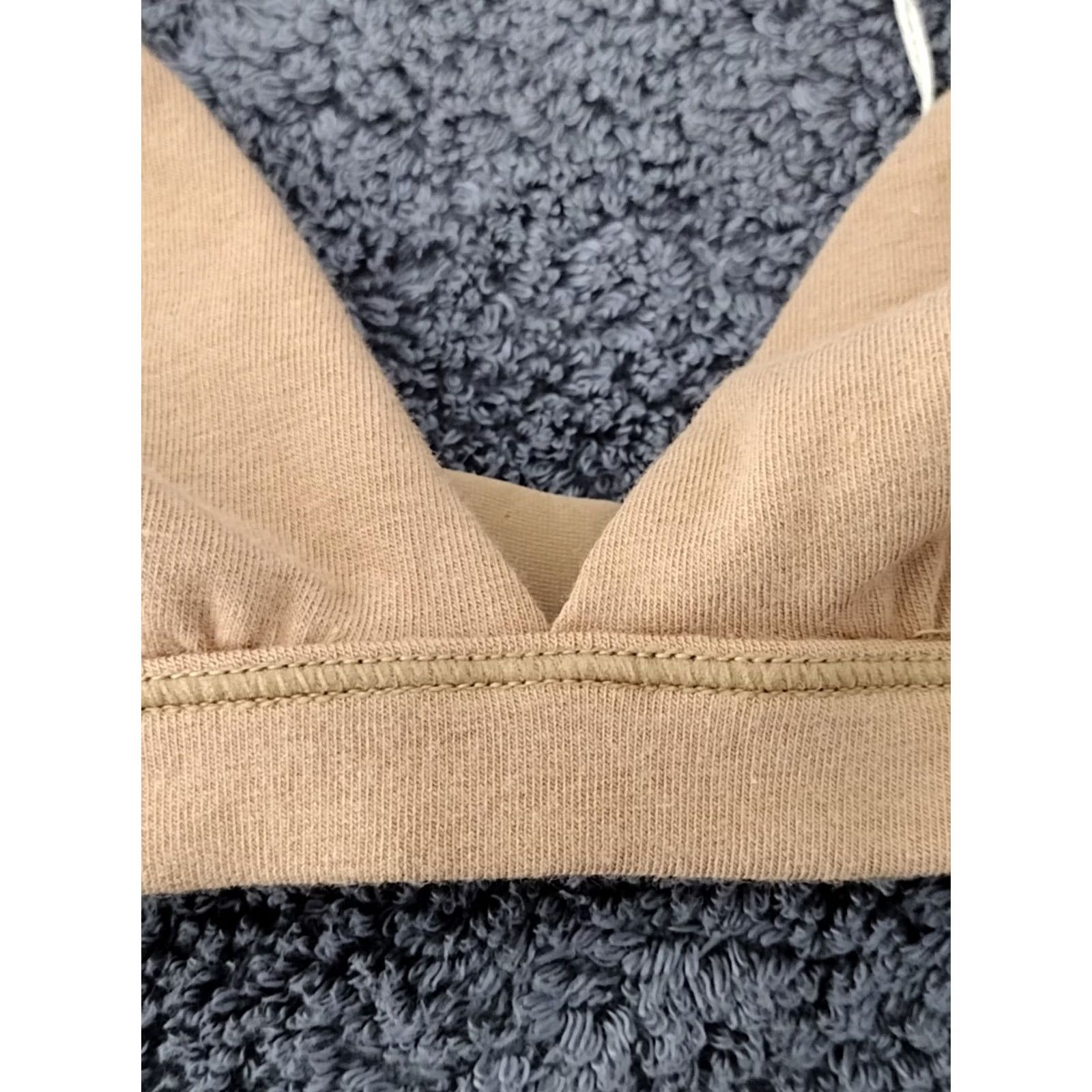 SKIMS SKIMS Triangle Bralette Women XXS Camel Cotton Jersey Wireless Adjustable Strap Solid 2XS BRA Size ONE SIZE - 5 Thumbnail