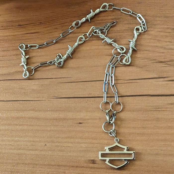 Custom Harley Davidson Bar & Shield Barbed Wire Paperclip Chain | Grailed