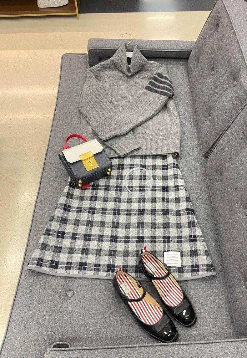 Thom Browne Woolen checkered skirt