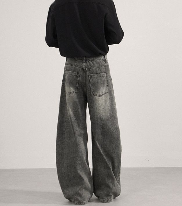 Japanese Brand American street style washed distressed men's curved jeans Size US 32 / EU 48 - 4 Thumbnail