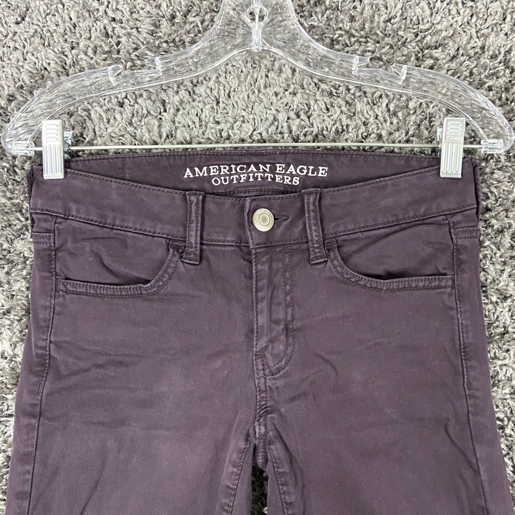 American Eagle Outfitters American Eagle Jeans Women 2 Regular Purple Super Stretch Distressed 29x27 Womens Size 26" / US 2 / IT 38 - 4 Thumbnail