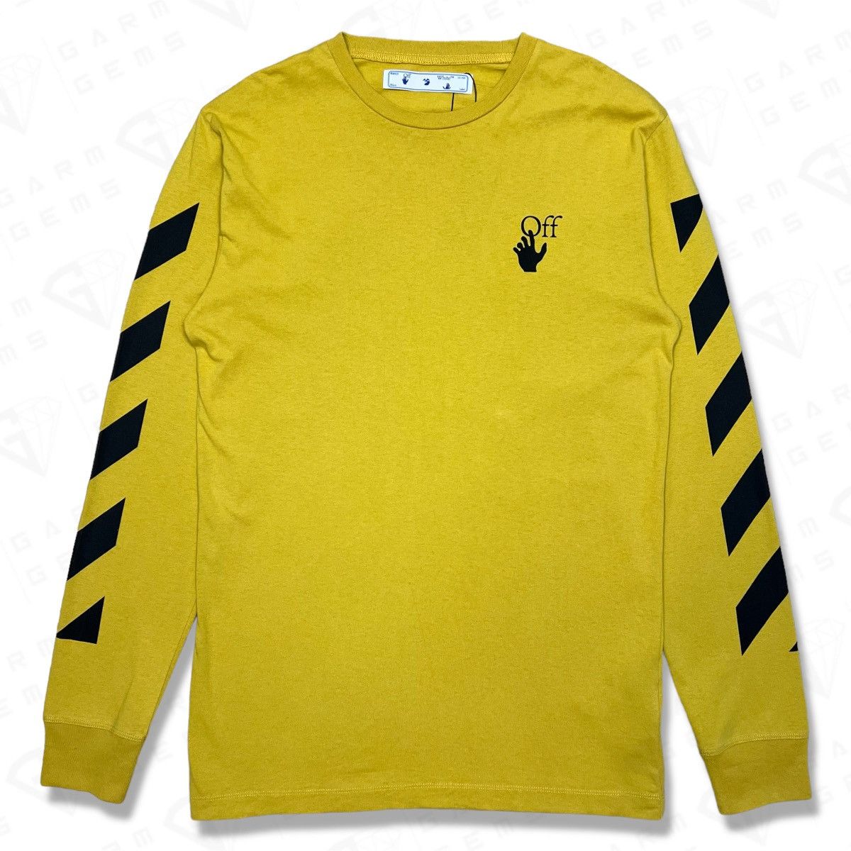 image of Off White Off-White Diagonal Agreement L/s T-Shirt in Yellow, Men's (Size Medium)