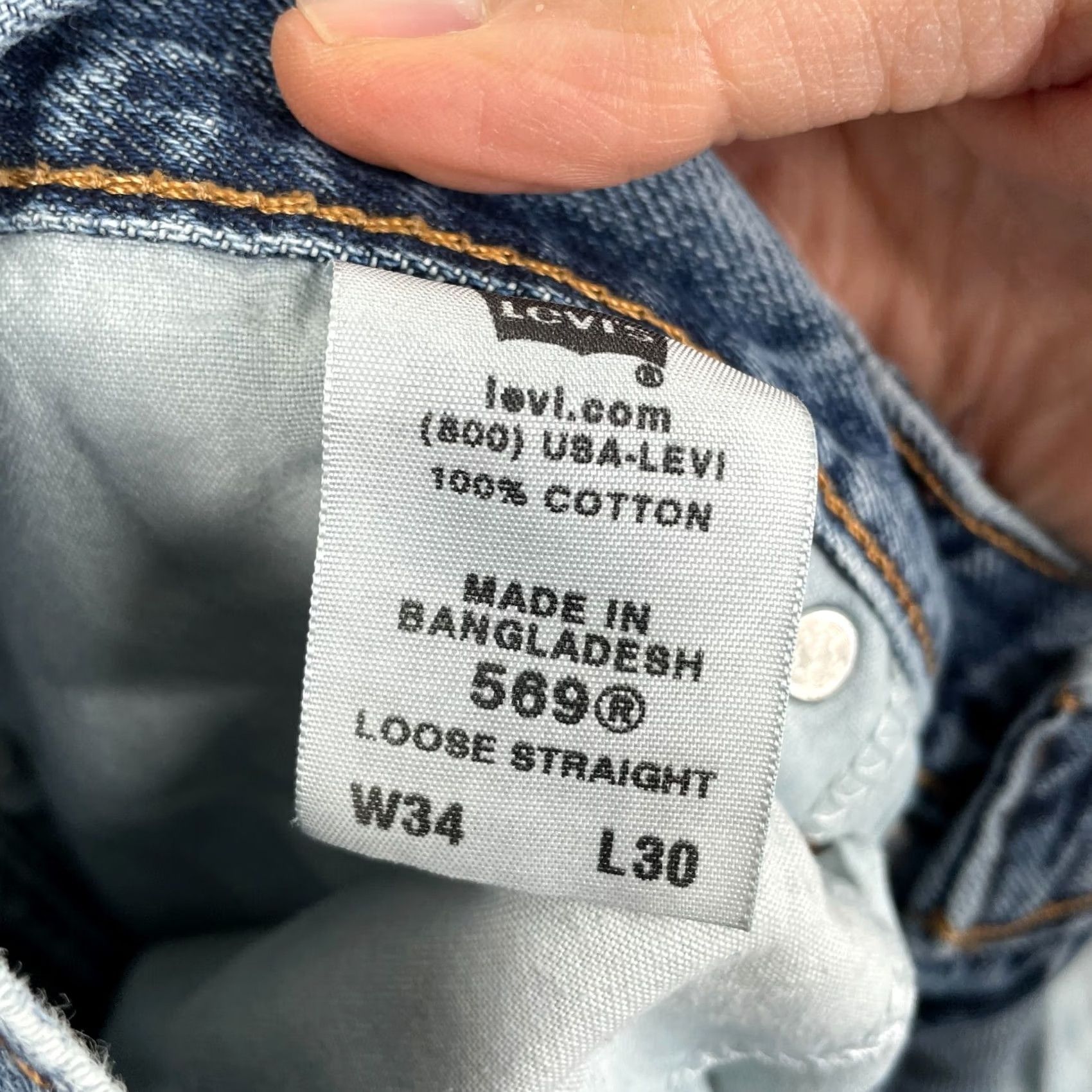 Levi's VINTAGE Levi's 569 Jeans Men Wide Classic Straight Denim Blue 34x28 100% Cotton Regular Inseam 28" Rise High Size US 34 / EU 50 - 2 Thumbnail