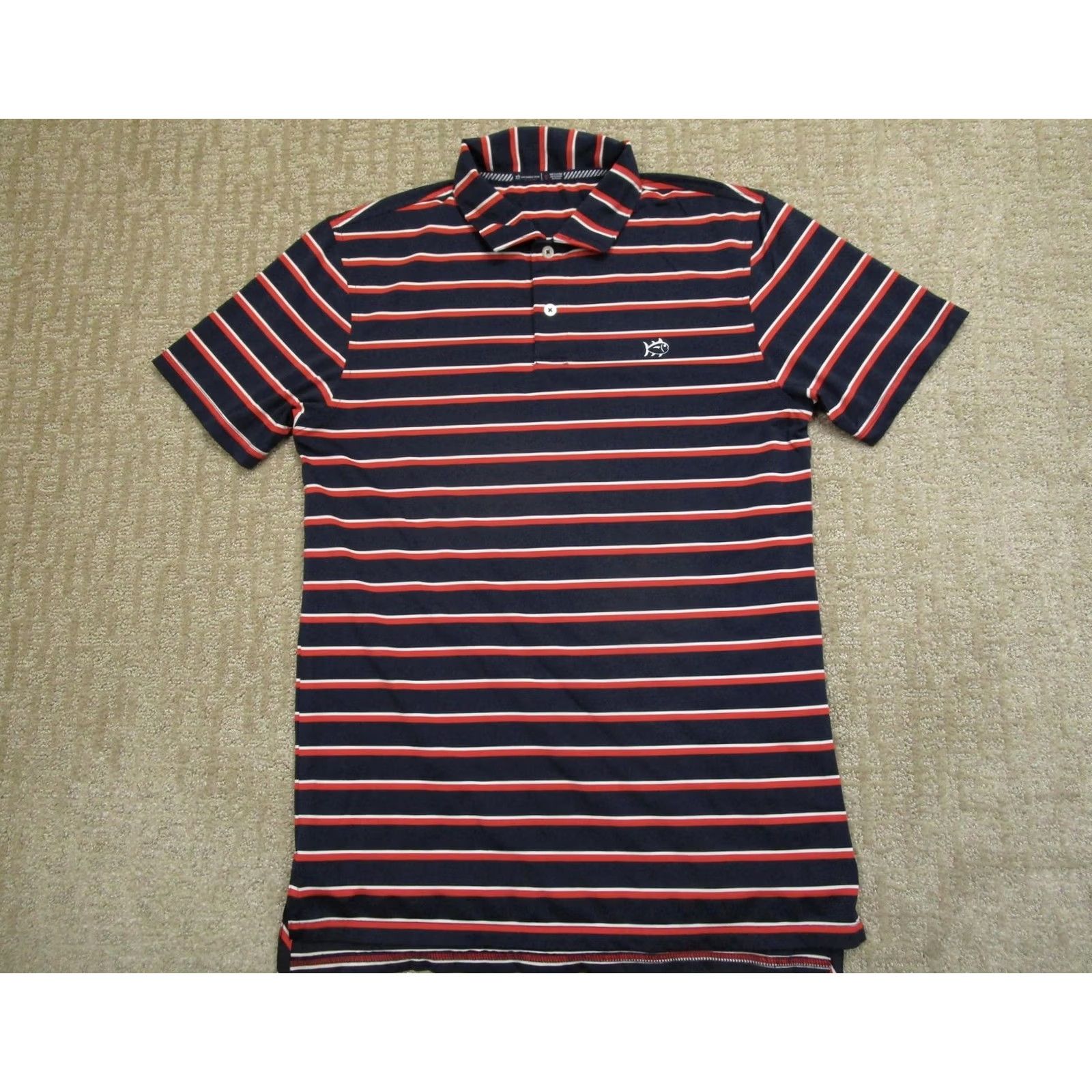 Southern Tide Southern Tide Polo Shirt Men Small Blue Red Striped Lightweight Moisture Wicking + Logo Size US S / EU 44-46 / 1 - 2 Thumbnail