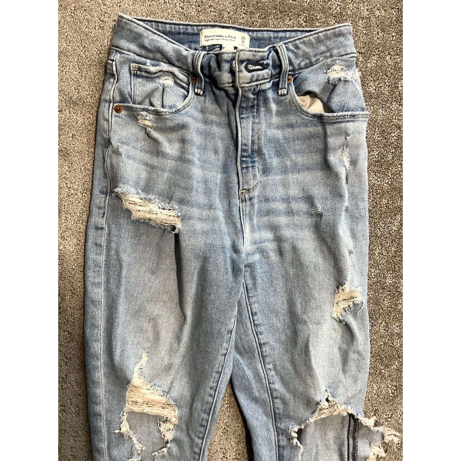 Abercrombie & Fitch Abercrombie & Fitch Jeans Women 0 Denim Destroyed High Rise Super Skinny Ankle Blue Slim 5-Pocket 20in Inseam Womens Size 25" / US 0 / IT 36 - 2 Thumbnail