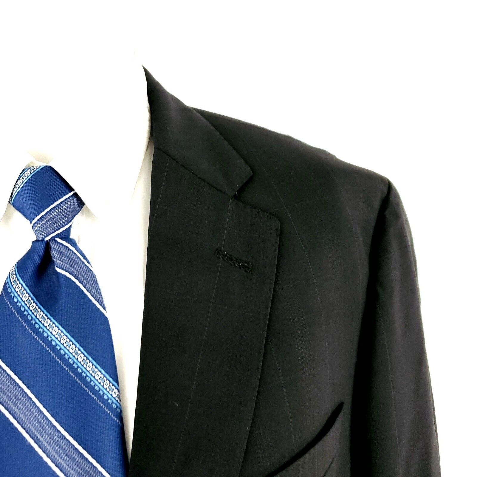 Samuelsohn Samuelsohn SB Gable Wool 2 Button Blazer 40R Charcoal Black Size 40R - 10 Thumbnail