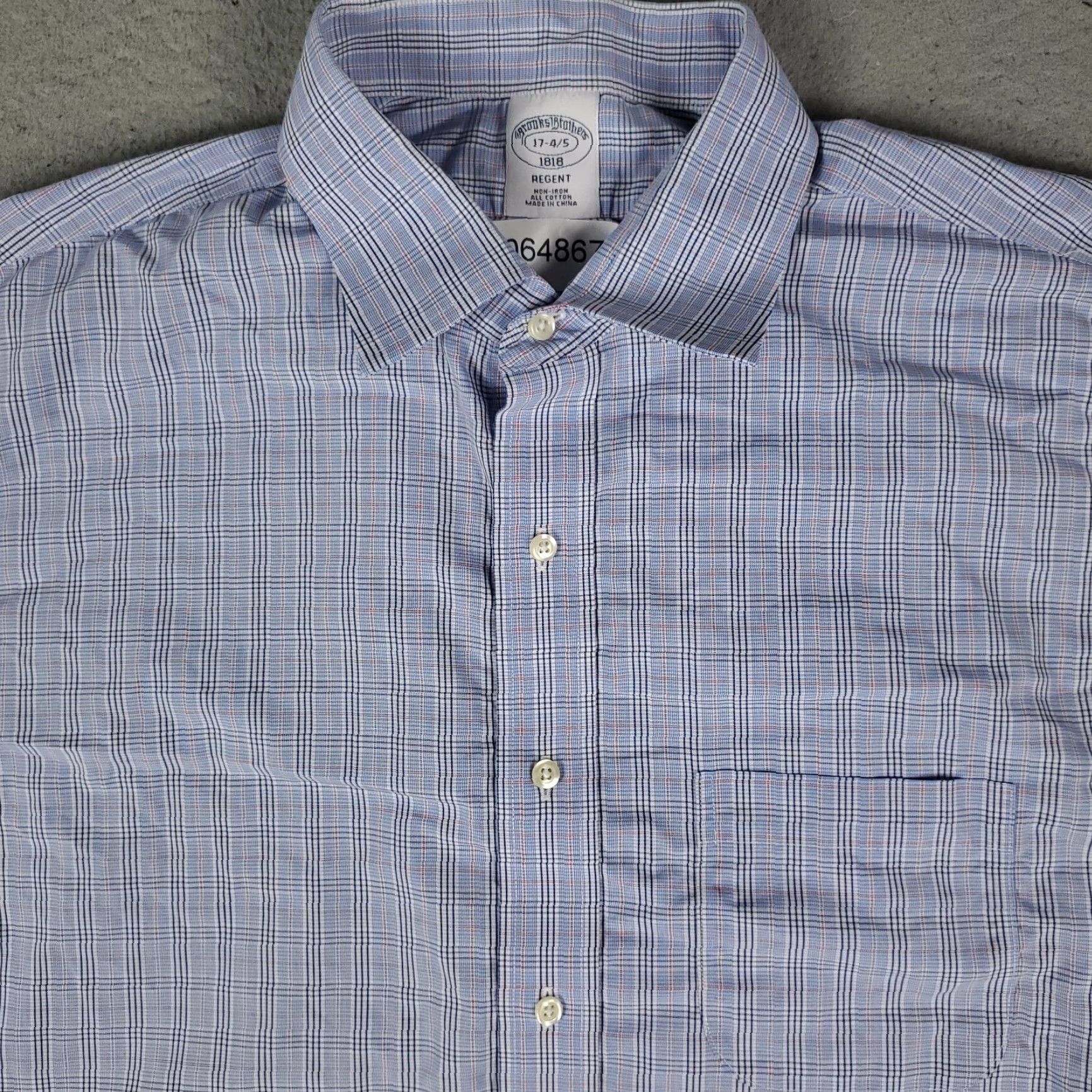 Brooks Brothers Brooks Brothers Shirt Mens 17 Blue Plaid Regent Dress Button Up Long Sleeve Shirt Size 46R - 2 Thumbnail