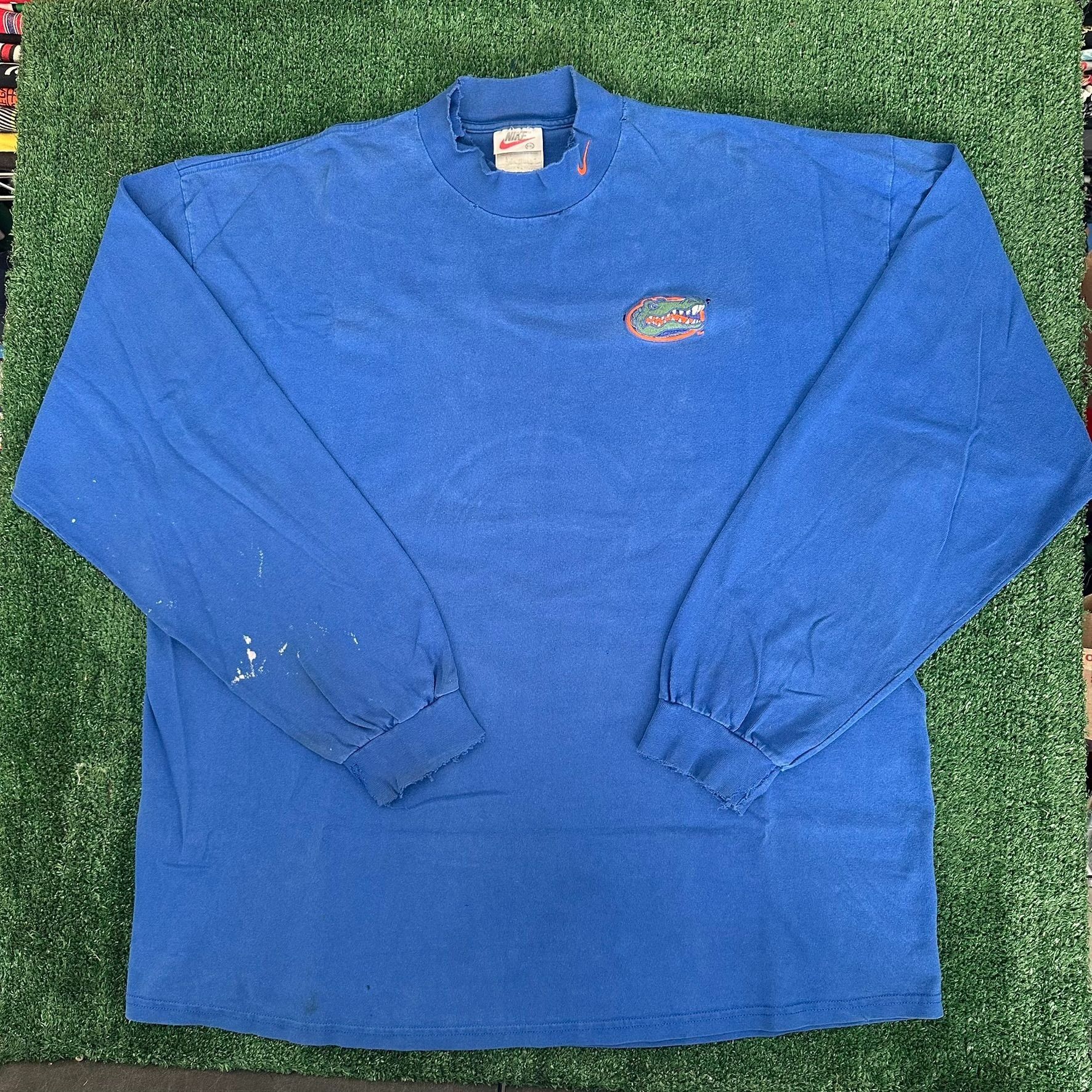 Vintage 90s Nike Florida Gators T-Shirt Blue Long Sleeve Moc