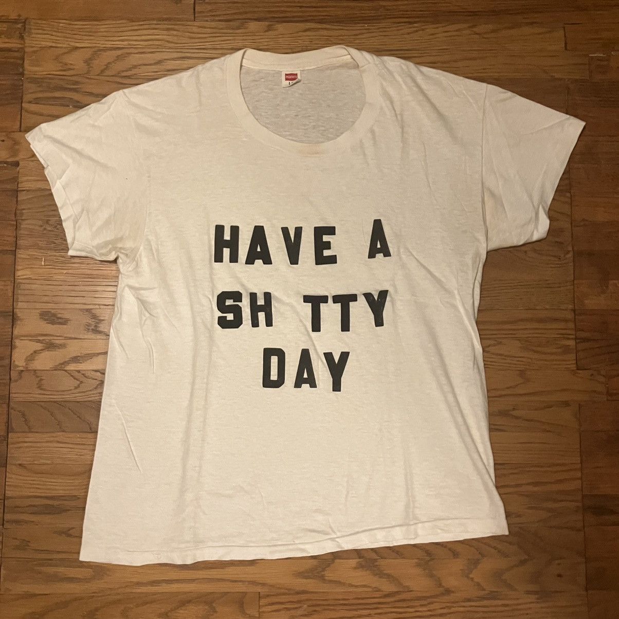 Vintage 1970s “Have A Sh*tty Day” Biker Slogan T-Shirt Size US M / EU 48-50 / 2 - 1 Thumbnail