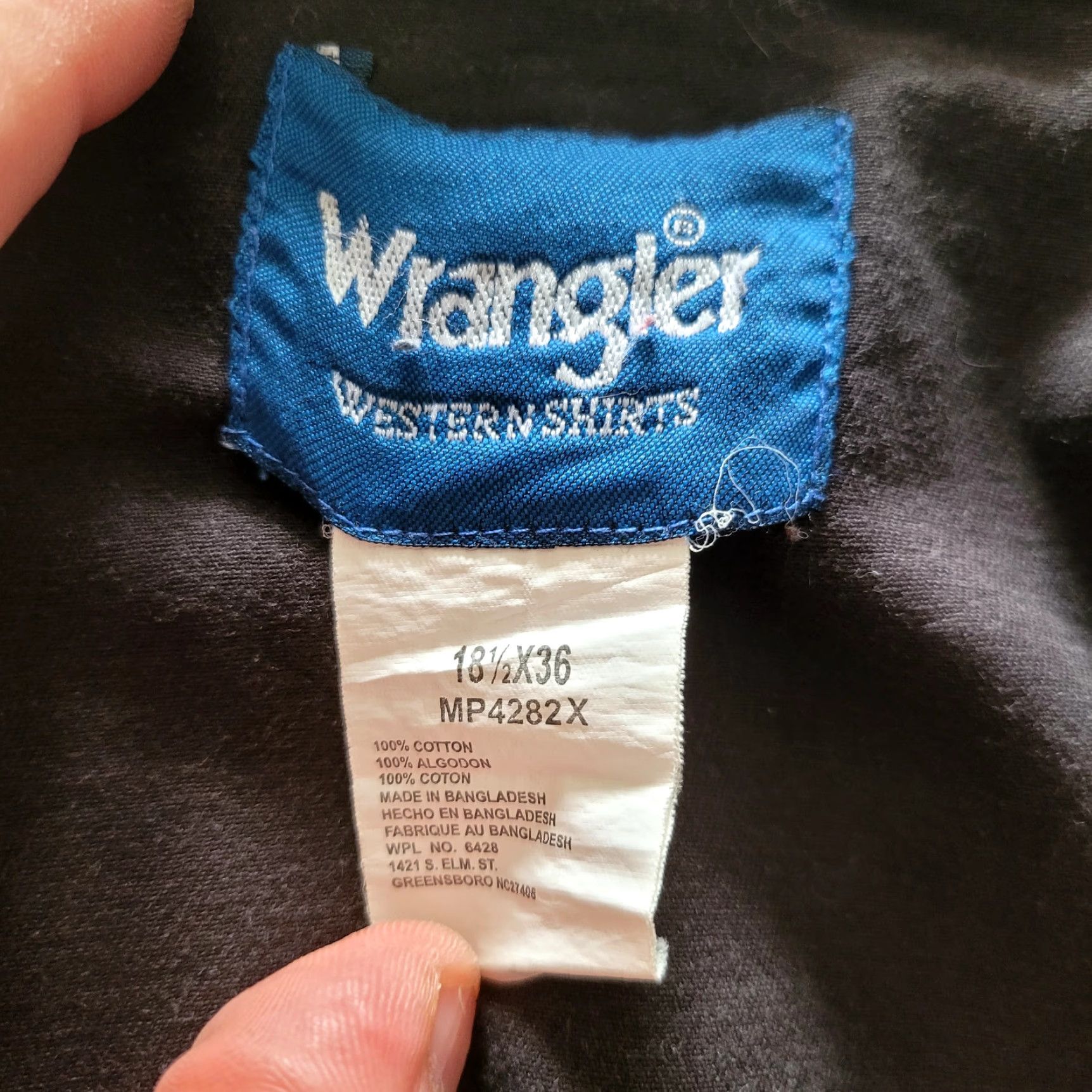 Wrangler Vintage Wrangler Western Shirt – 18½ x 36 Black Button-Up, Unisex, XXL (2XL) Regular Fit Size US M / EU 48-50 / 2 - 4 Thumbnail
