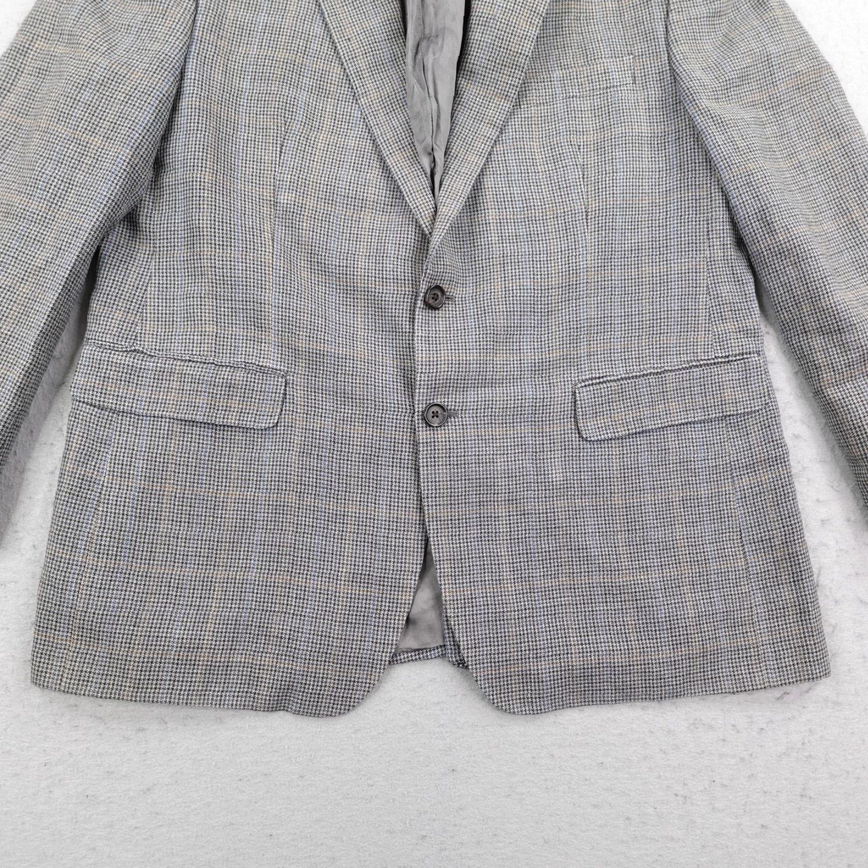 Ralph Lauren Ralph Lauren Blazer Mens 44R Gray Silk Wool Check Sport Coat Jacket Size 44R - 3 Thumbnail