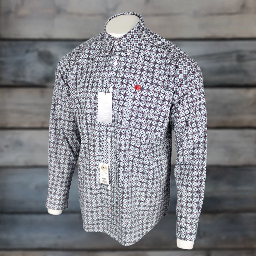 Vintage Cinch Men's Classic Fit Button Shirt Long Sleeve Small S Red White Blue Geo Size US S / EU 44-46 / 1 - 1 Thumbnail
