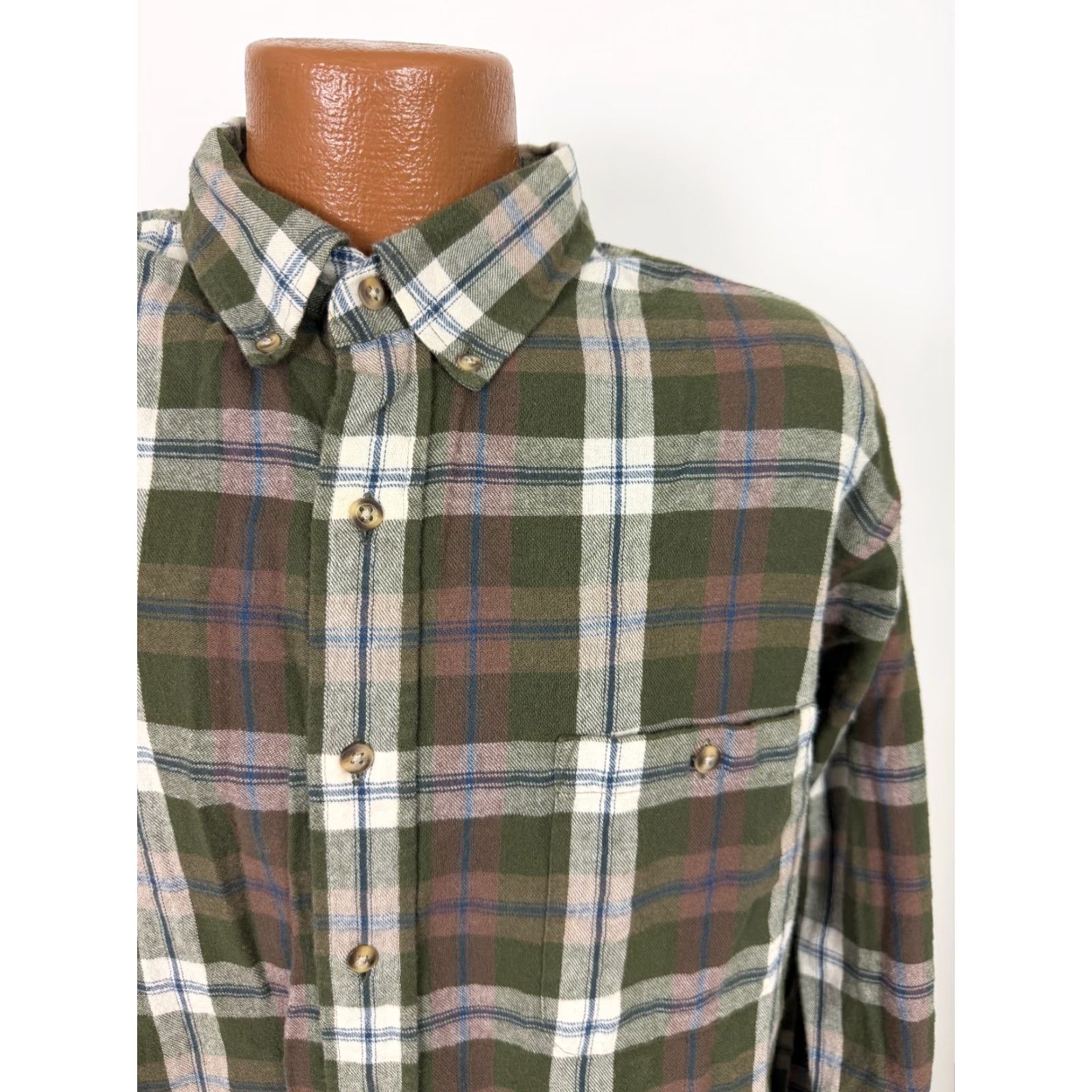 Roundtree & Yorke VINTAGE Roundtree & Yorke Flannel Shirt Men XL Olive Plaid Cotton 90s 90s Grunge Hipster Outdoor Preppy Button-Up Collared Long Sleeve Size US XL / EU 56 / 4 - 3 Thumbnail
