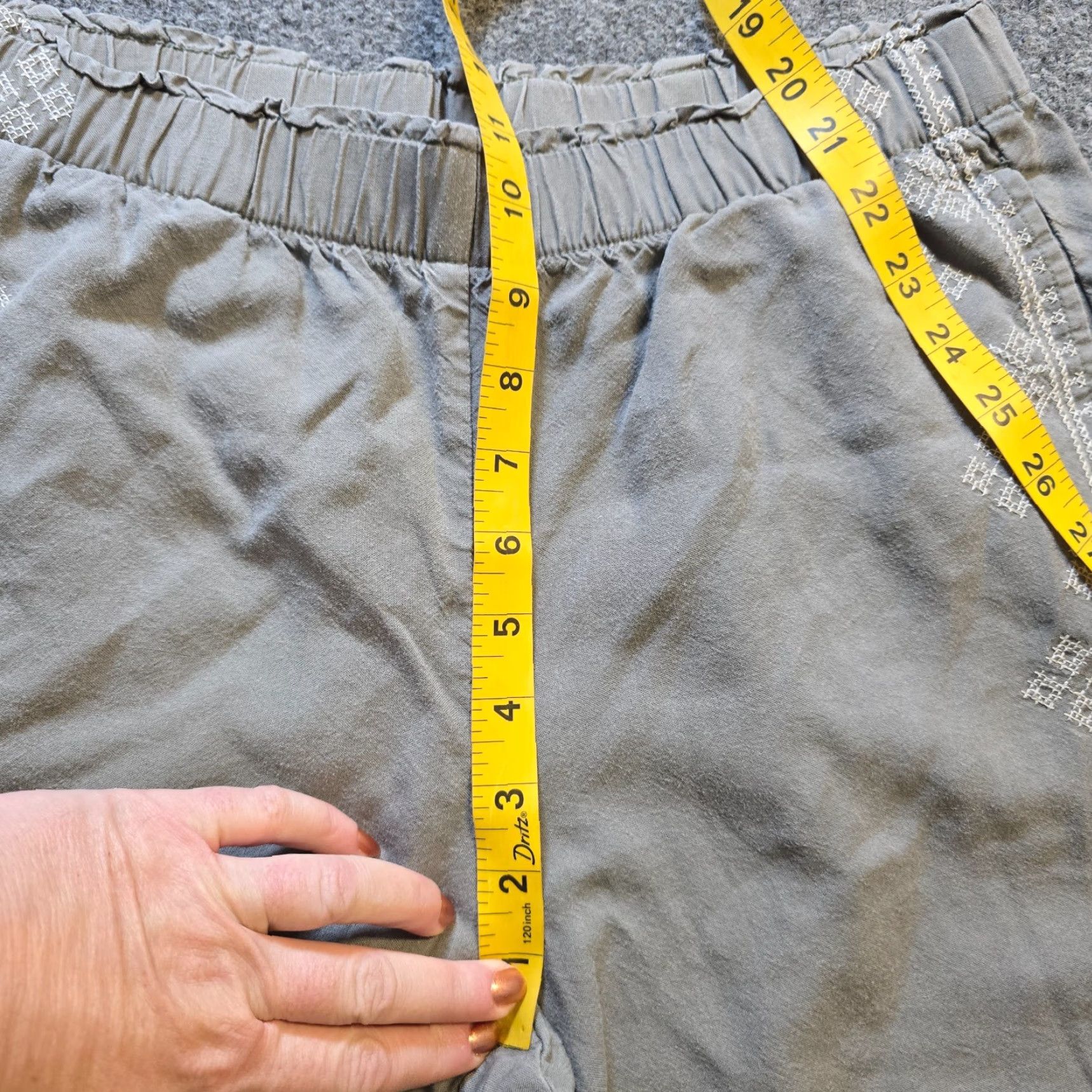 J. Jill J Jill Pants Women Size Small Gray Embroidery Crop Capri Wide Leg Pull On Casual Size 29" - 6 Thumbnail