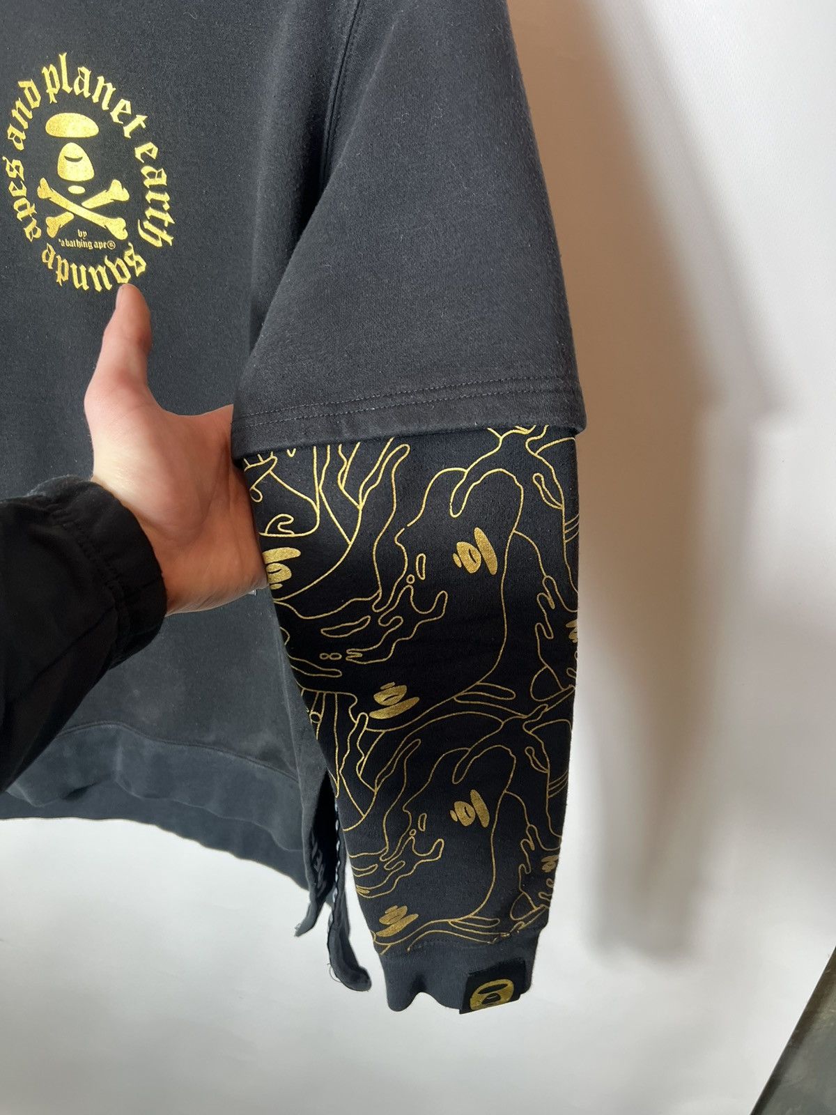 Aape Aape and Planet Earth Gold Outline Double Sleeve Hoodie Size US M / EU 48-50 / 2 - 3 Thumbnail