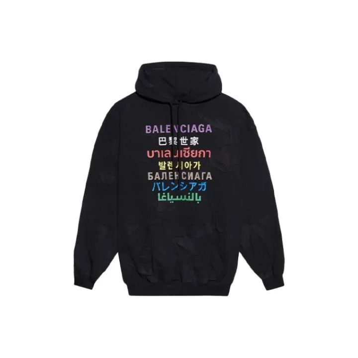 Balenciaga Black Graphic Hoodie for Women 0079