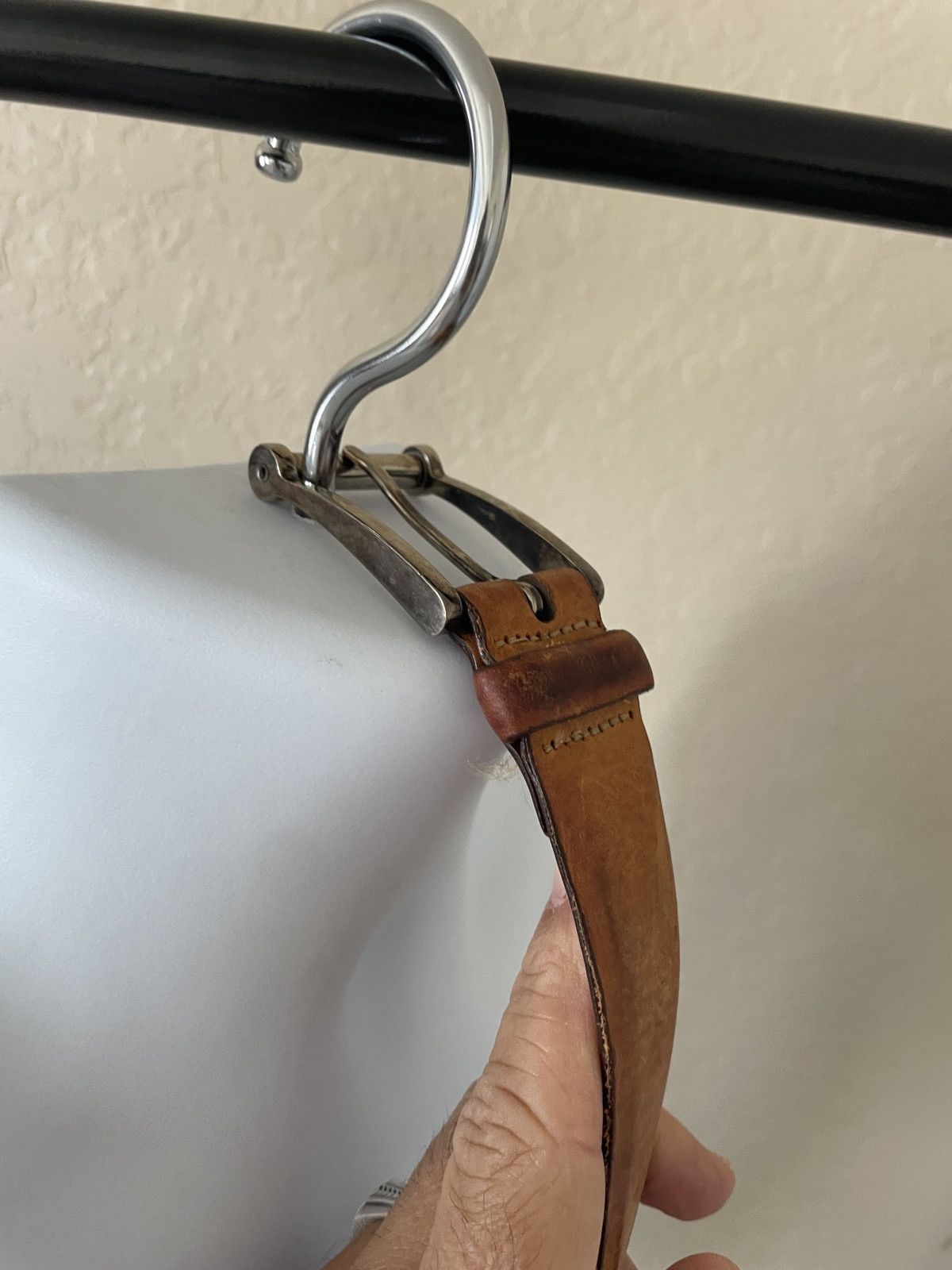 Martin Dingman Brass buckle leather belt Made in Italy Size 34 - 4 Thumbnail