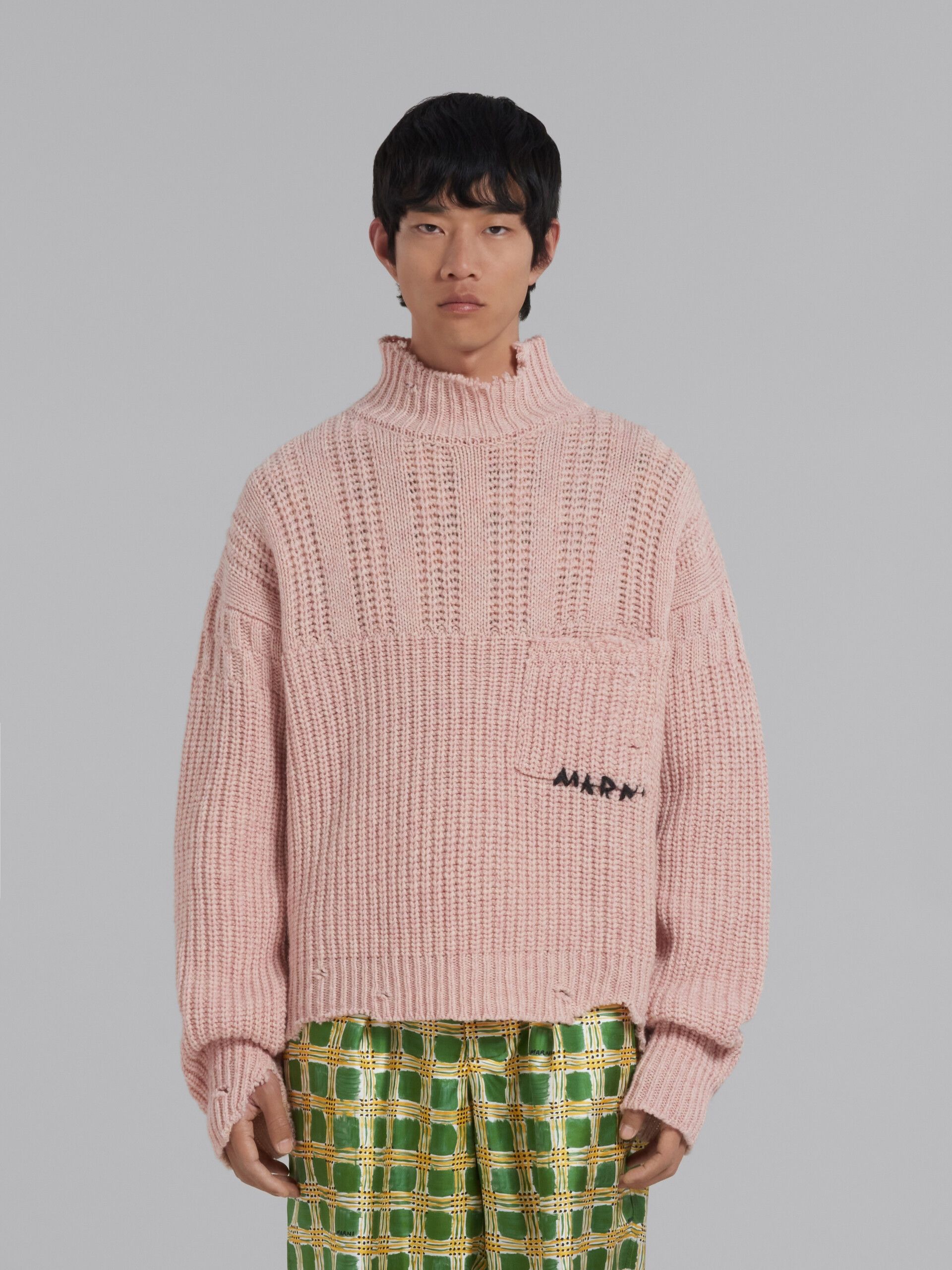 Marni o1w1db10824 Virgin Wool Sweater in Light Pink Size US M / EU 48-50 / 2 - 2 Thumbnail