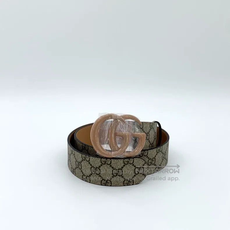 Gucci Gucci Brown logo jacquard full print smooth buckle belt Size ONE SIZE - 1 Thumbnail